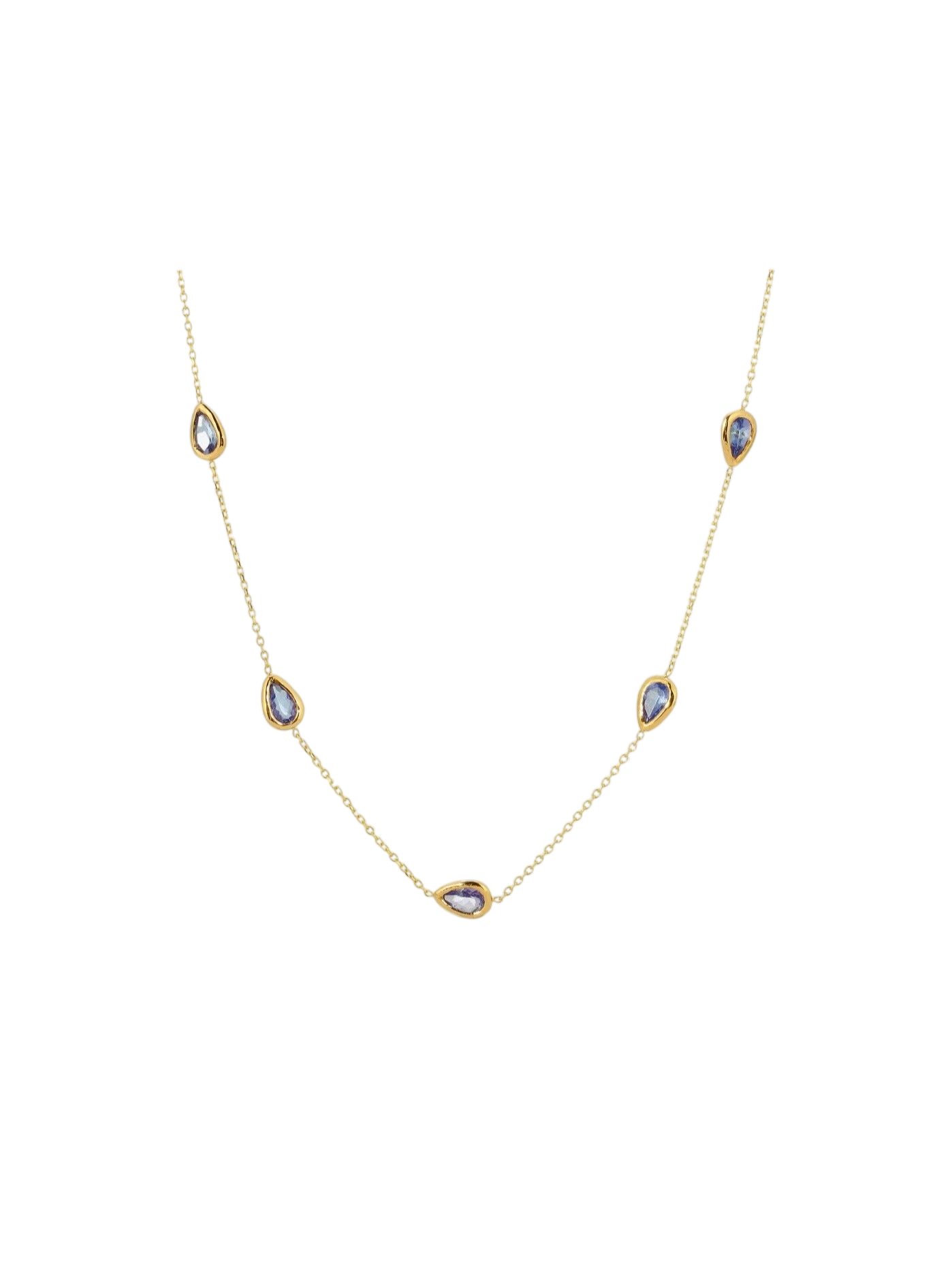 Tanzanite Station Necklace Drop Necklace Chain