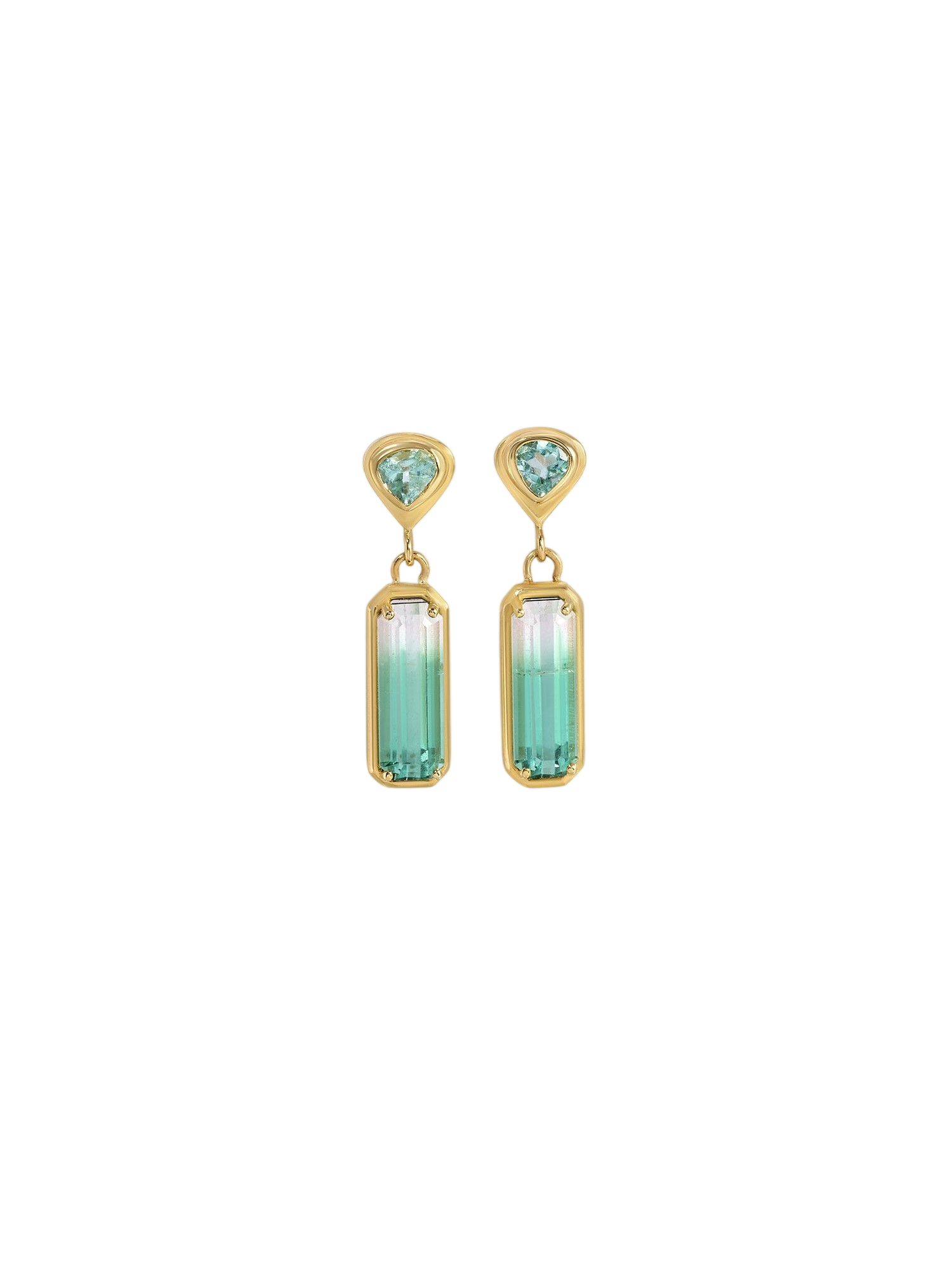 Little Gem Earrings in Apatite & Bicolor Tourmaline