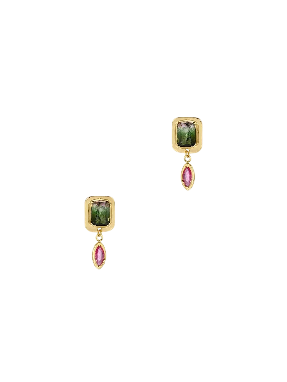 Tiny Raindrop Earrings in Watermelon Tourmaline