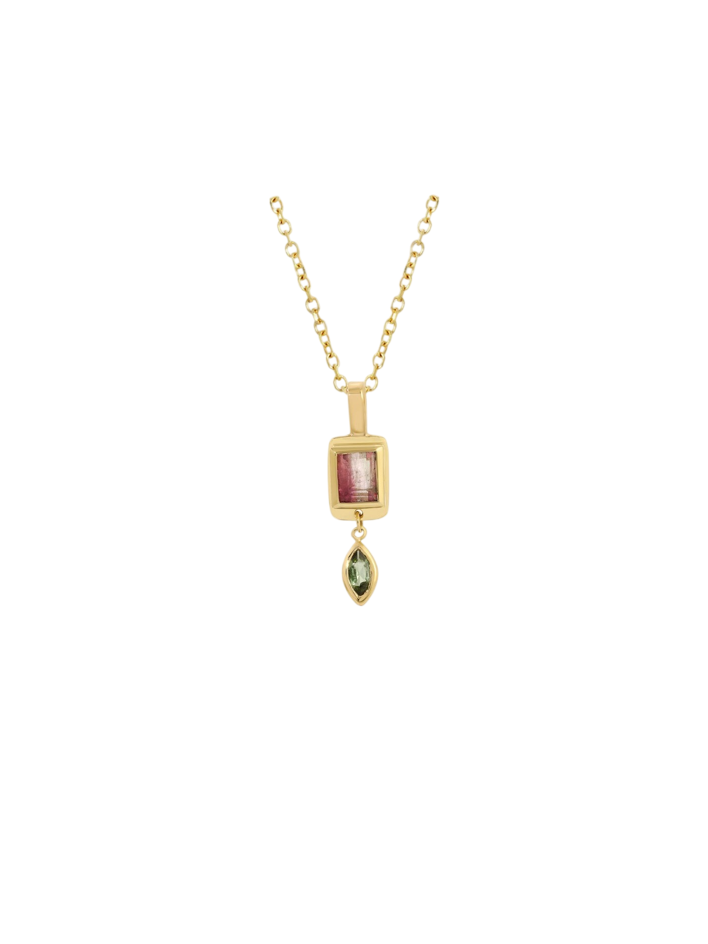Tiny Pink Tourmaline Raindrop Necklace