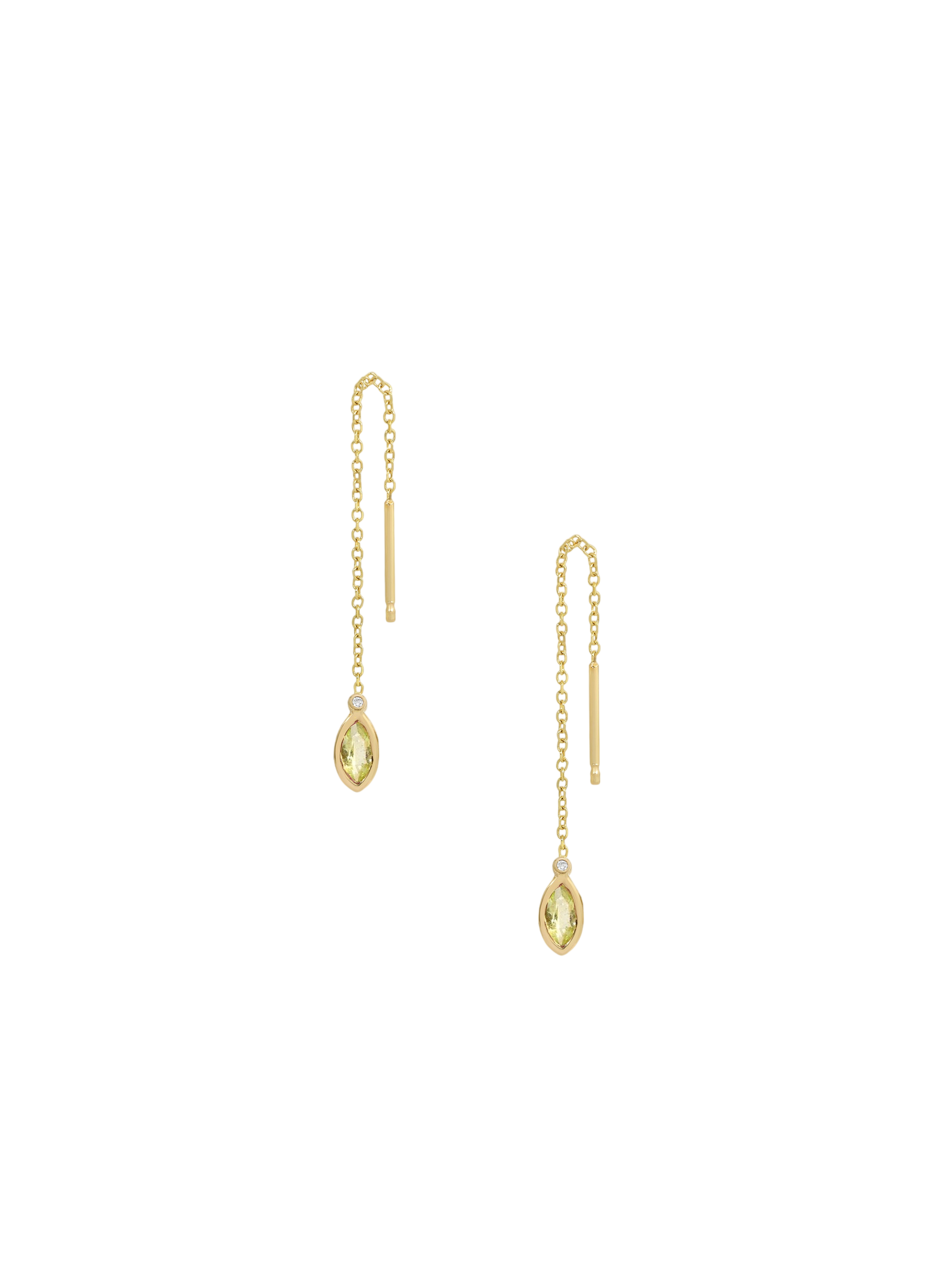 Threader Earrings in Tourmaline and Diamond