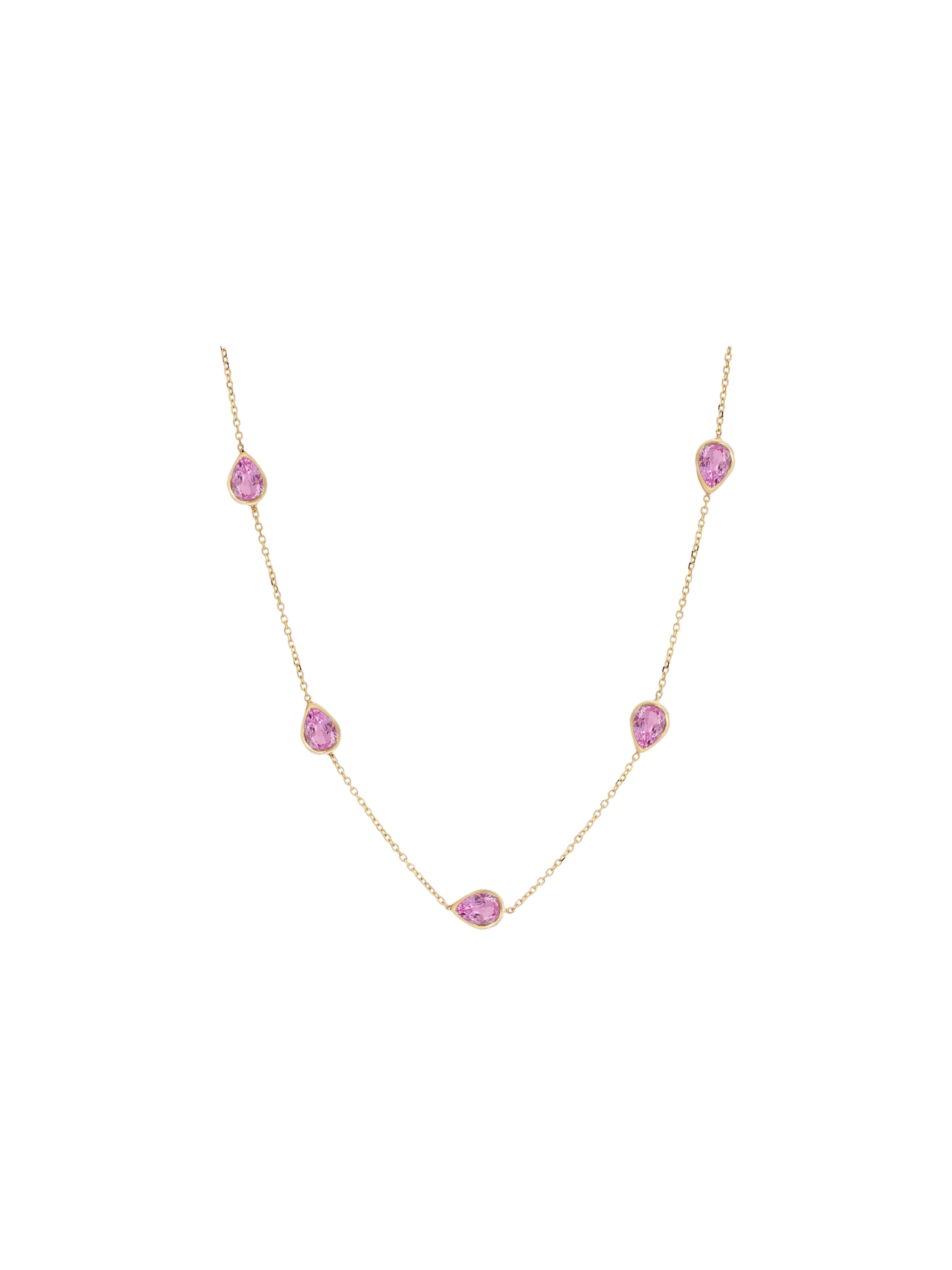 Pink Sapphire Station Necklace