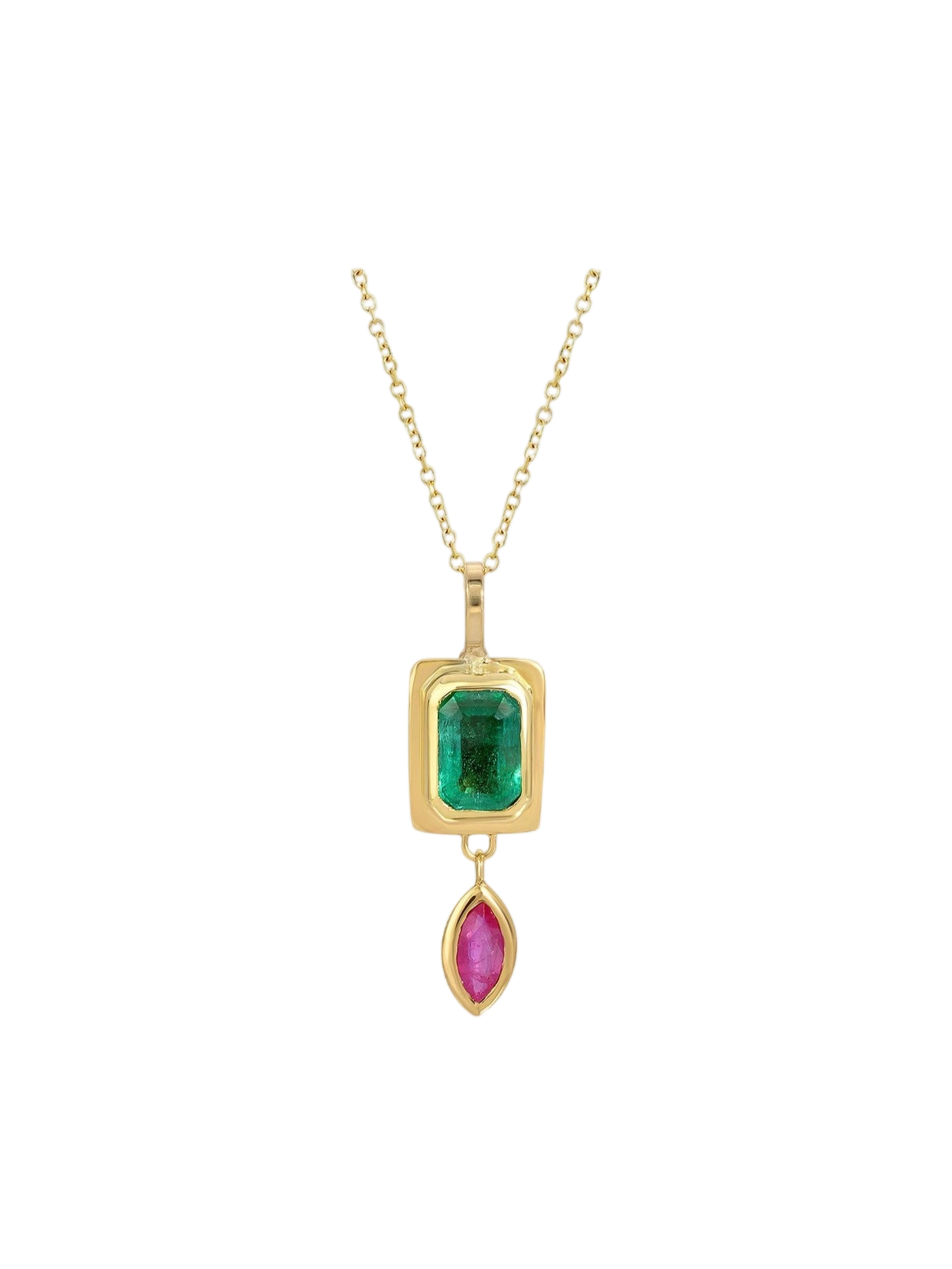 Tiny Emerald Raindrop Necklace