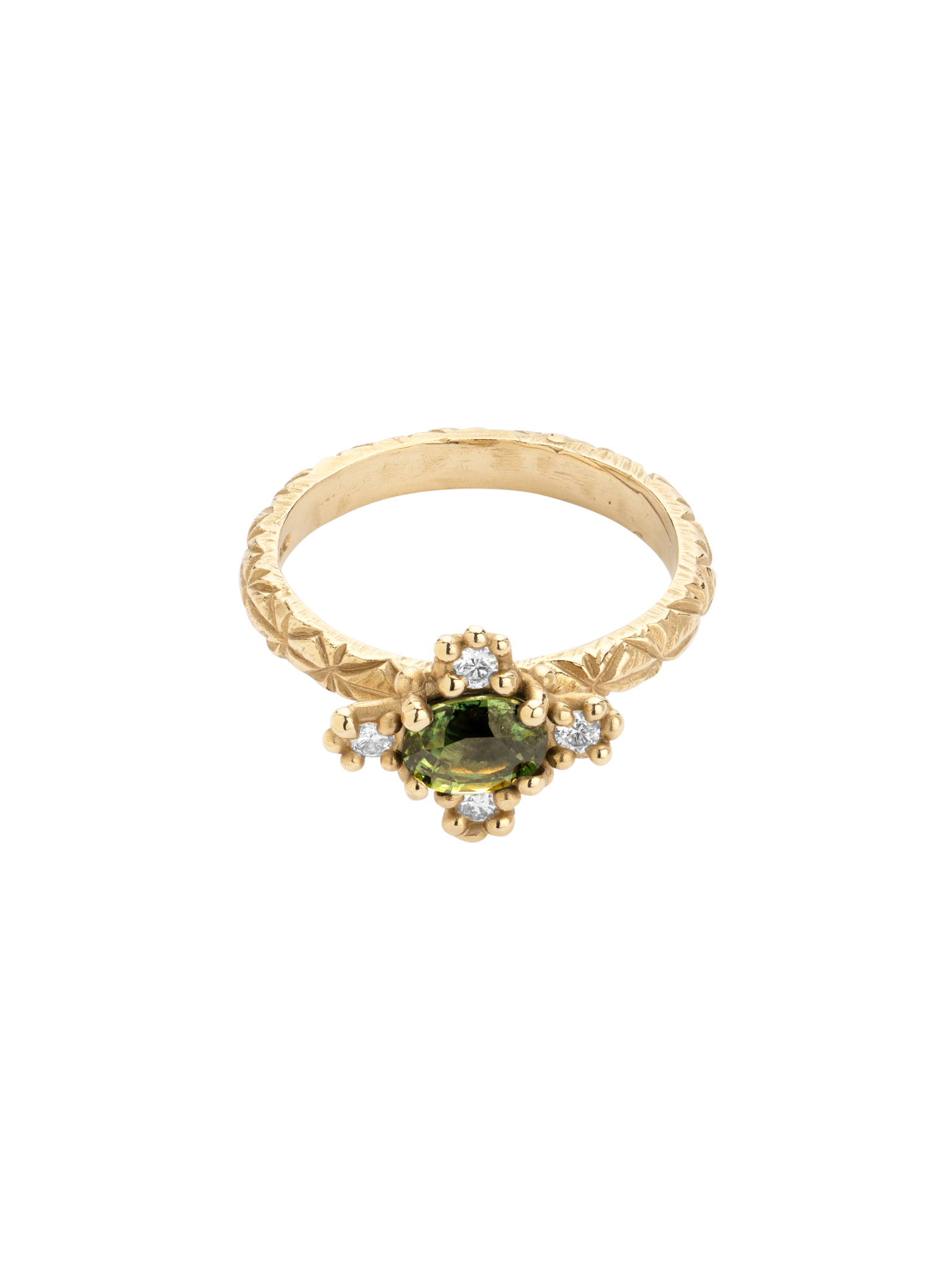 Green sapphire croix ring
