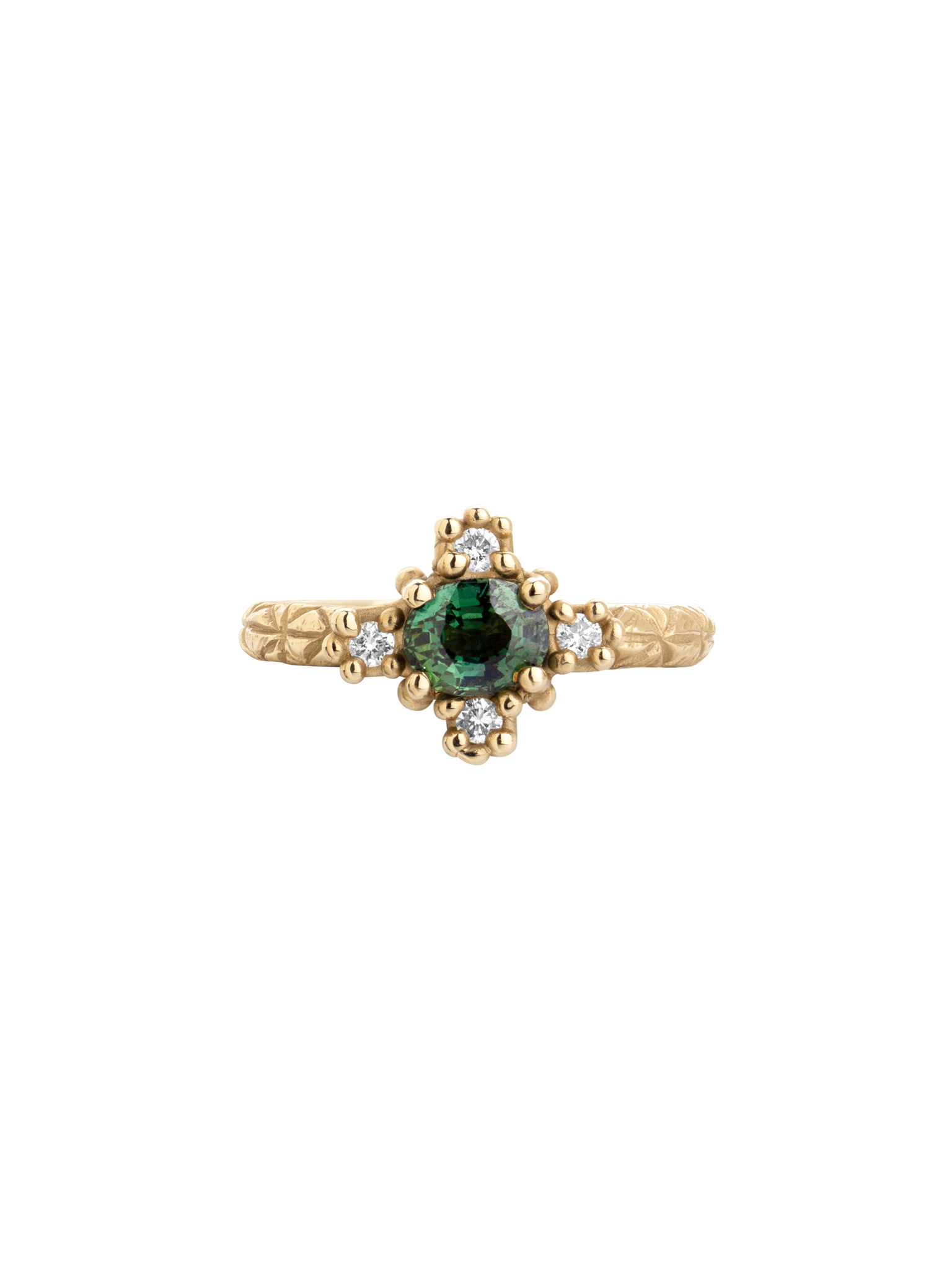 Green sapphire croix ring