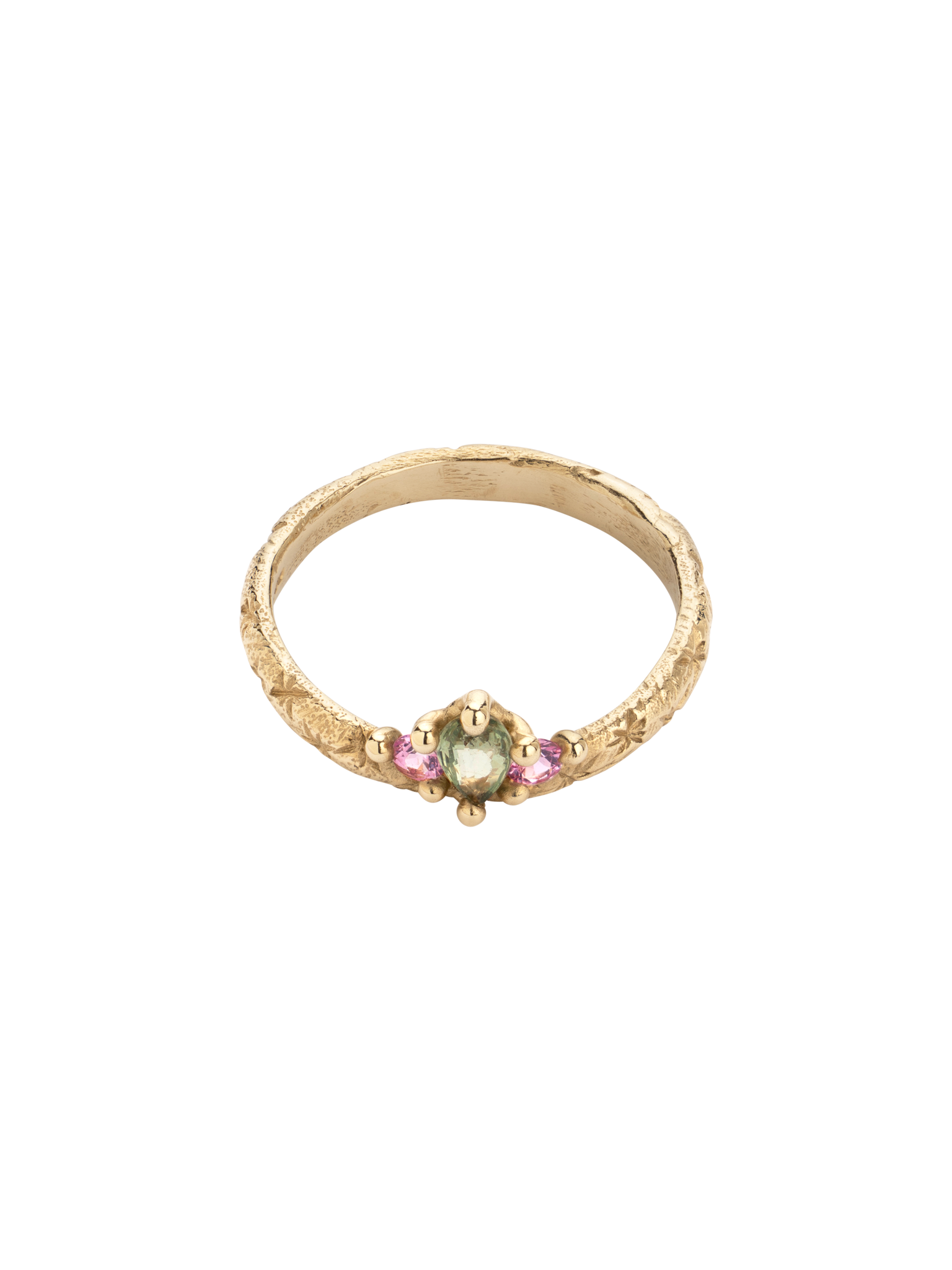 Green & pink crown ring