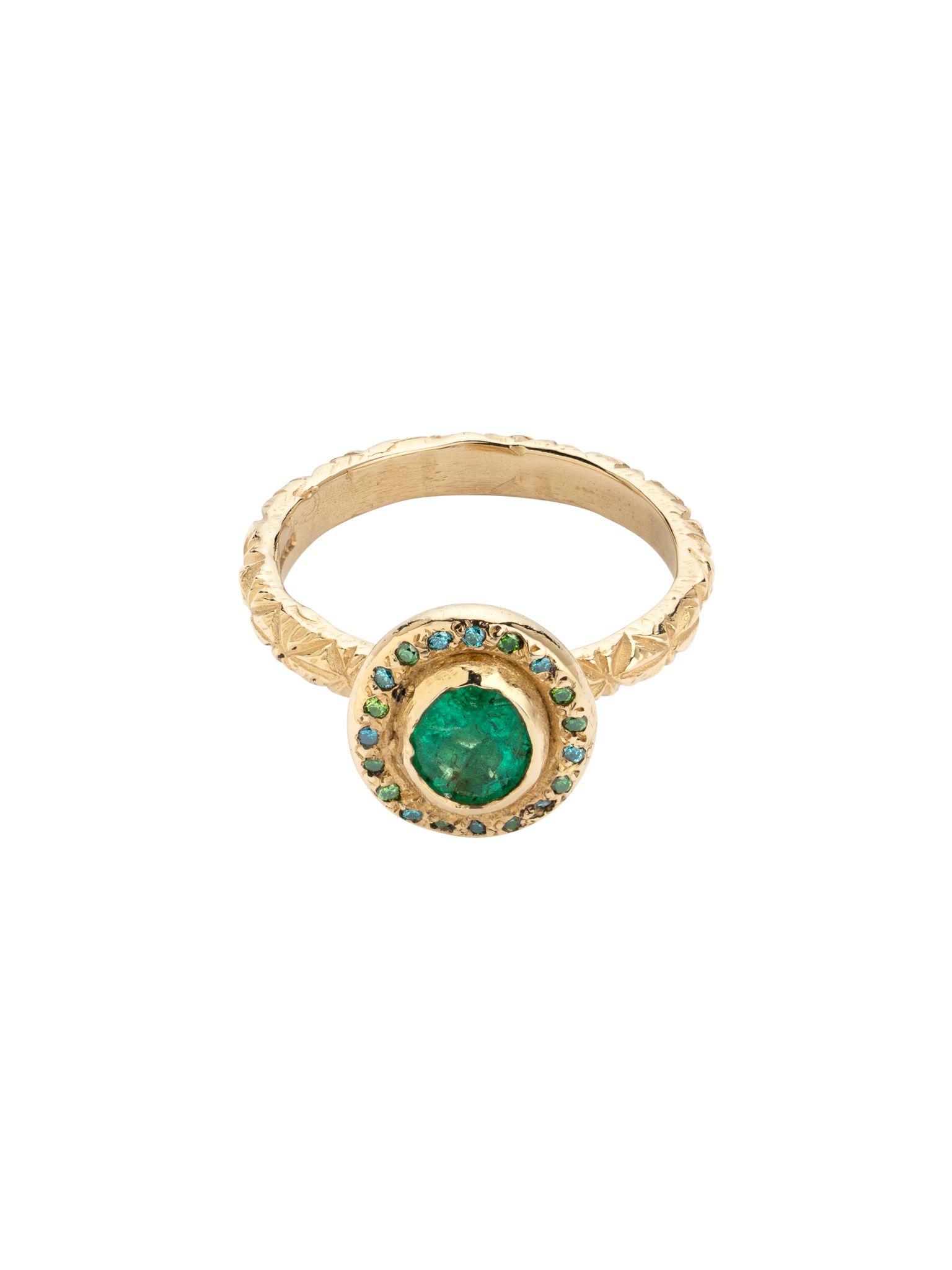 Emerald halo ring