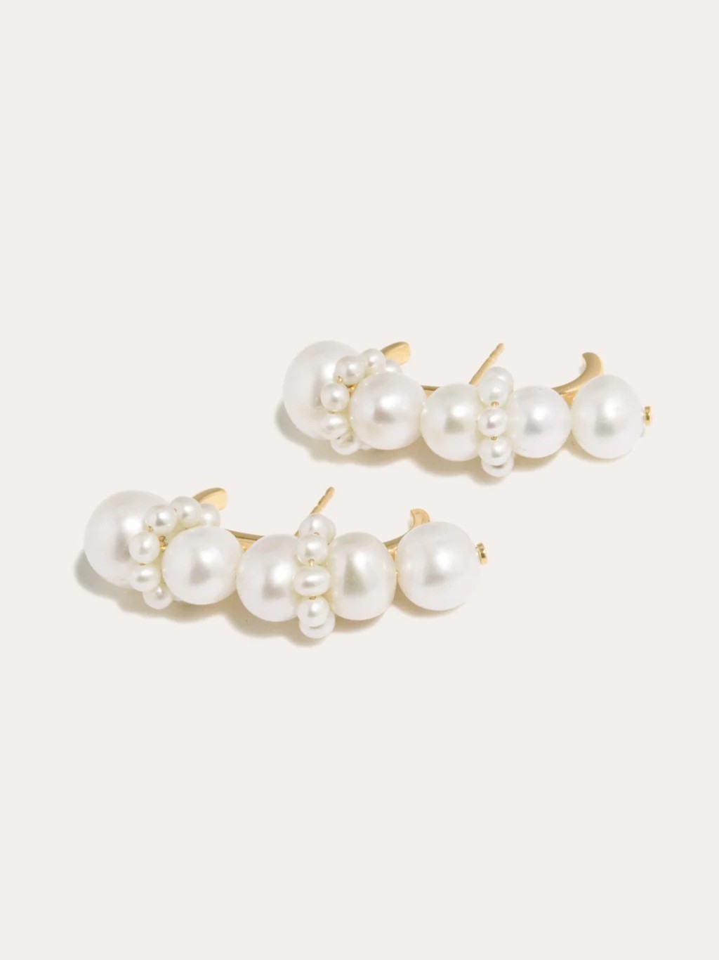 Pearl and Recycled Gold Vermeil Ear Climbers