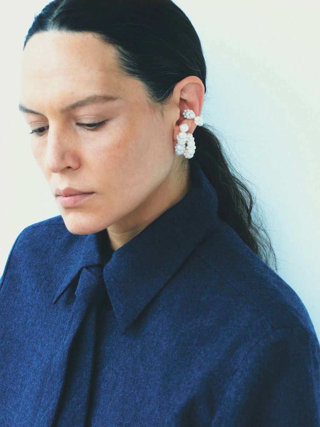 Pearl and Recycled Gold Vermeil Ear Climbers