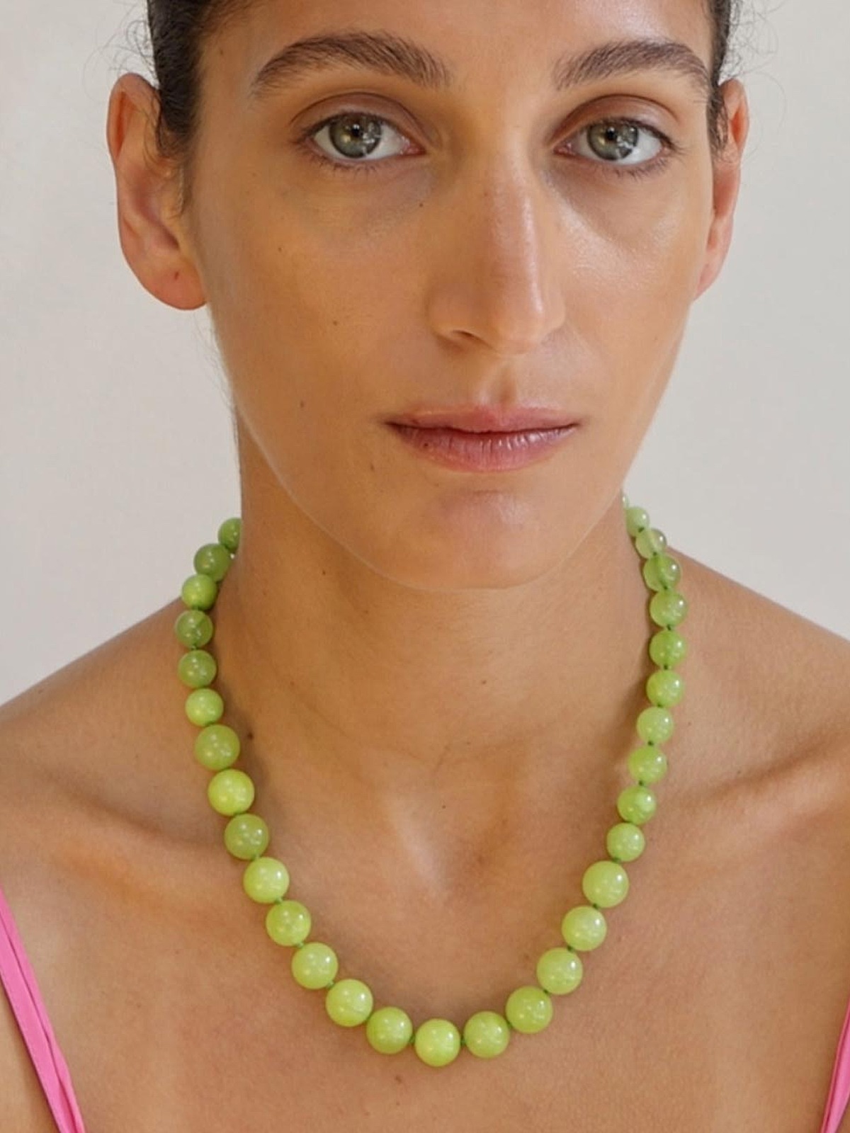 Lime Cordial - Green Calcite and Recycled Silver Necklace