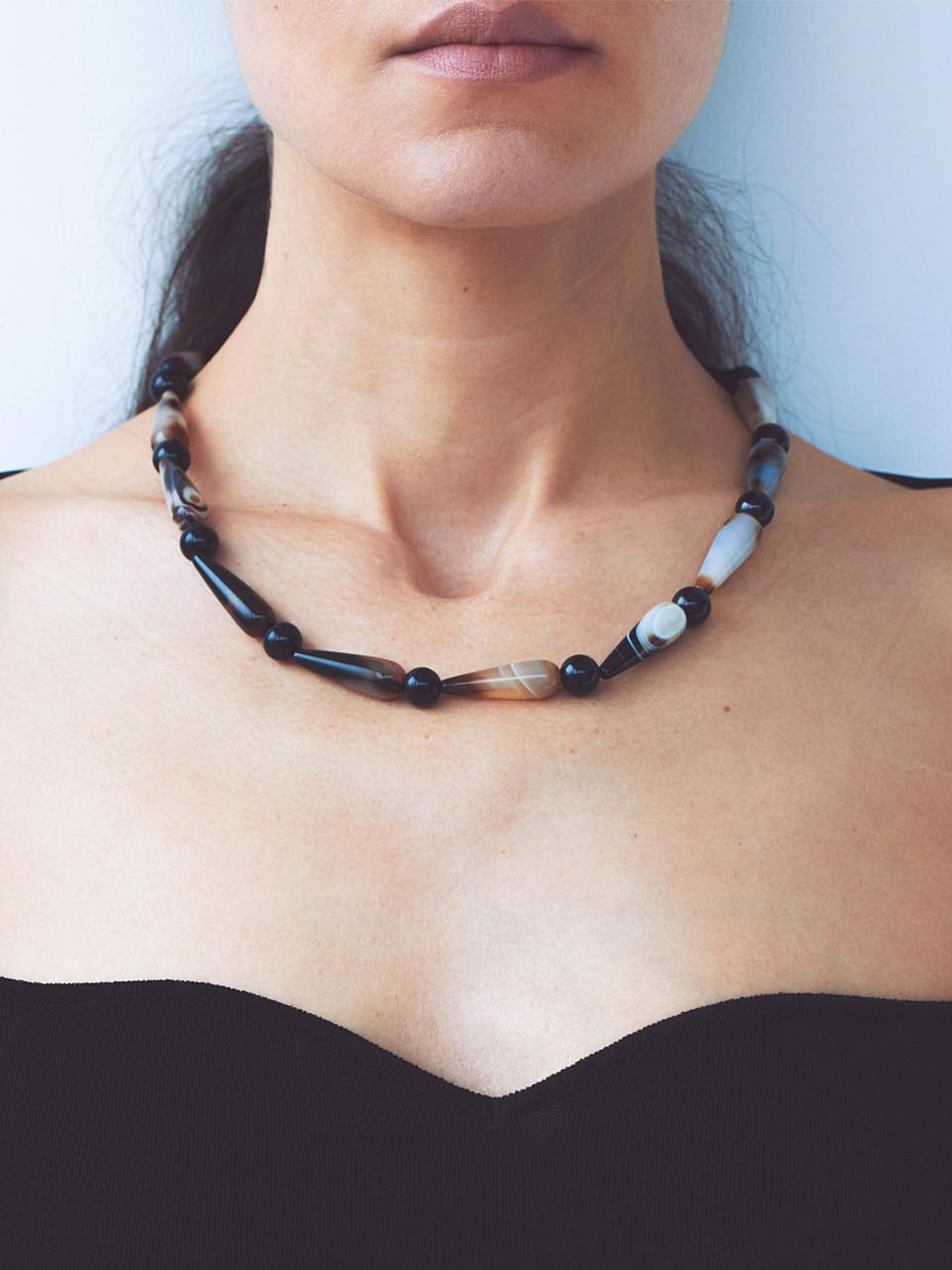 The Depths of Time - Banded Agate and Recycled Silver Necklace