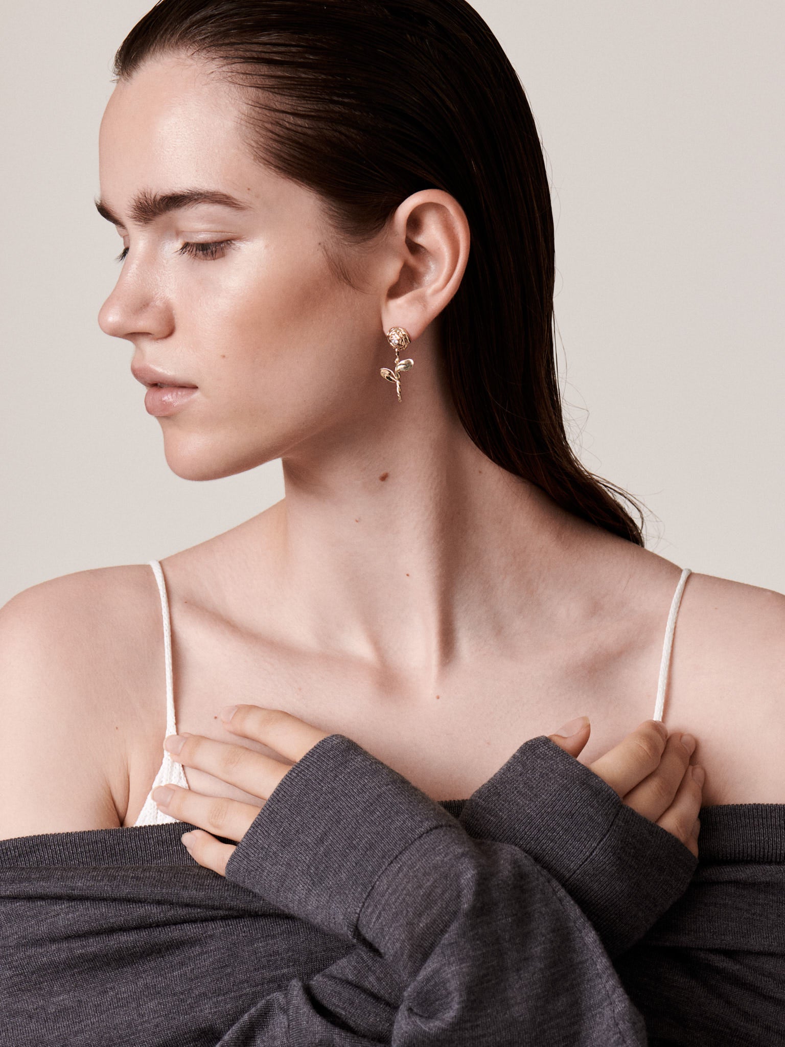 Petite rose diamond earring