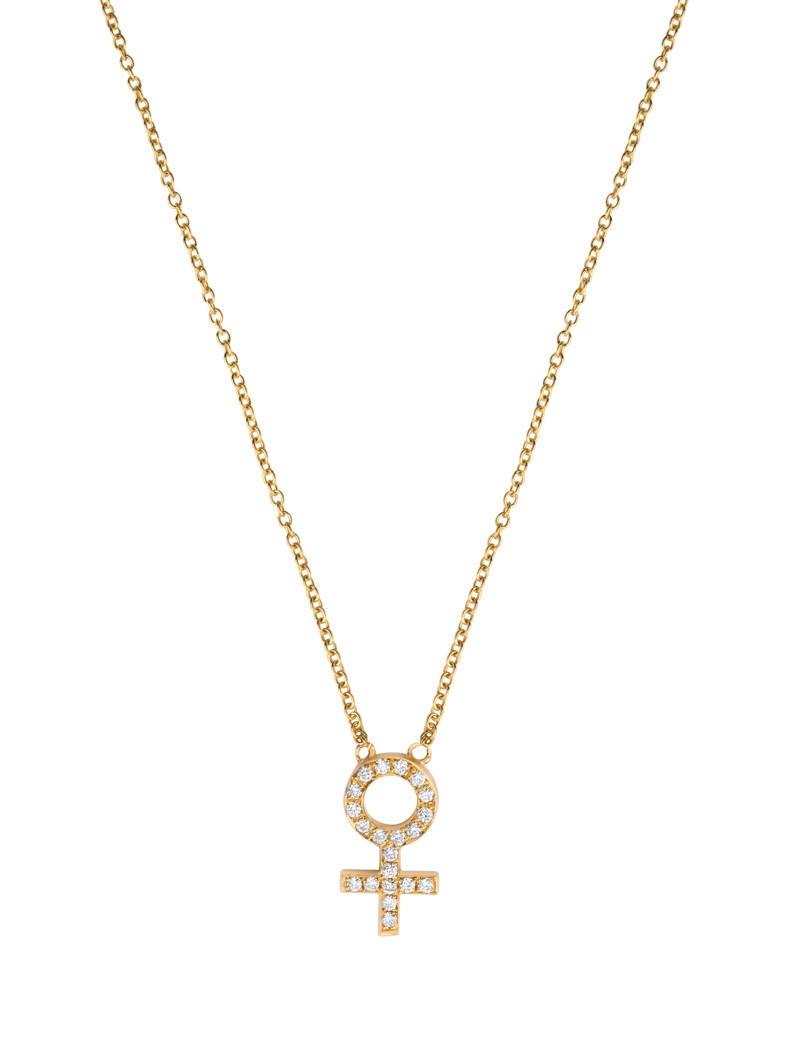 Pavé female venus symbol necklace