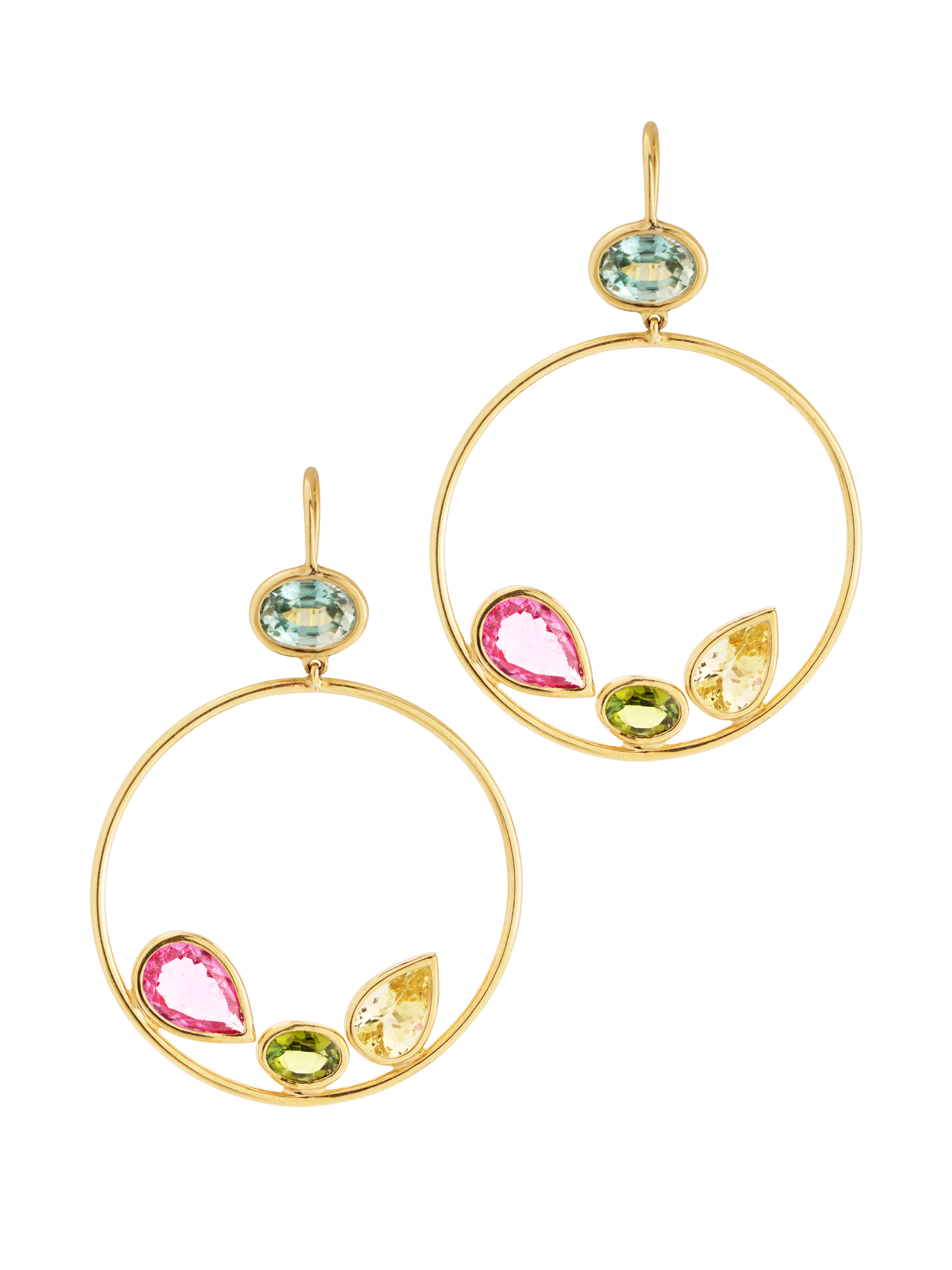 Colored sapphire hoop earrings