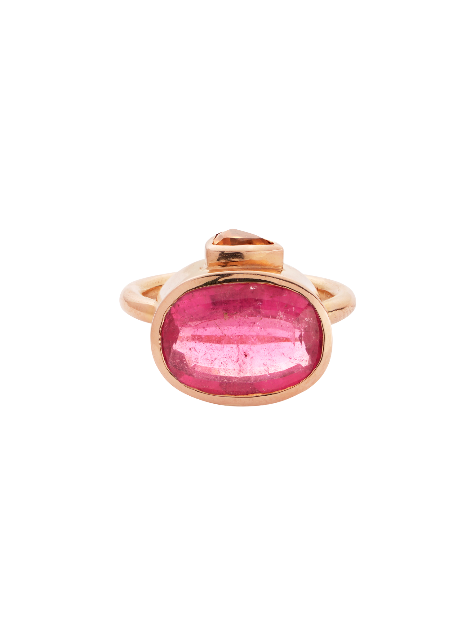 Pink tourmaline and citrine ring