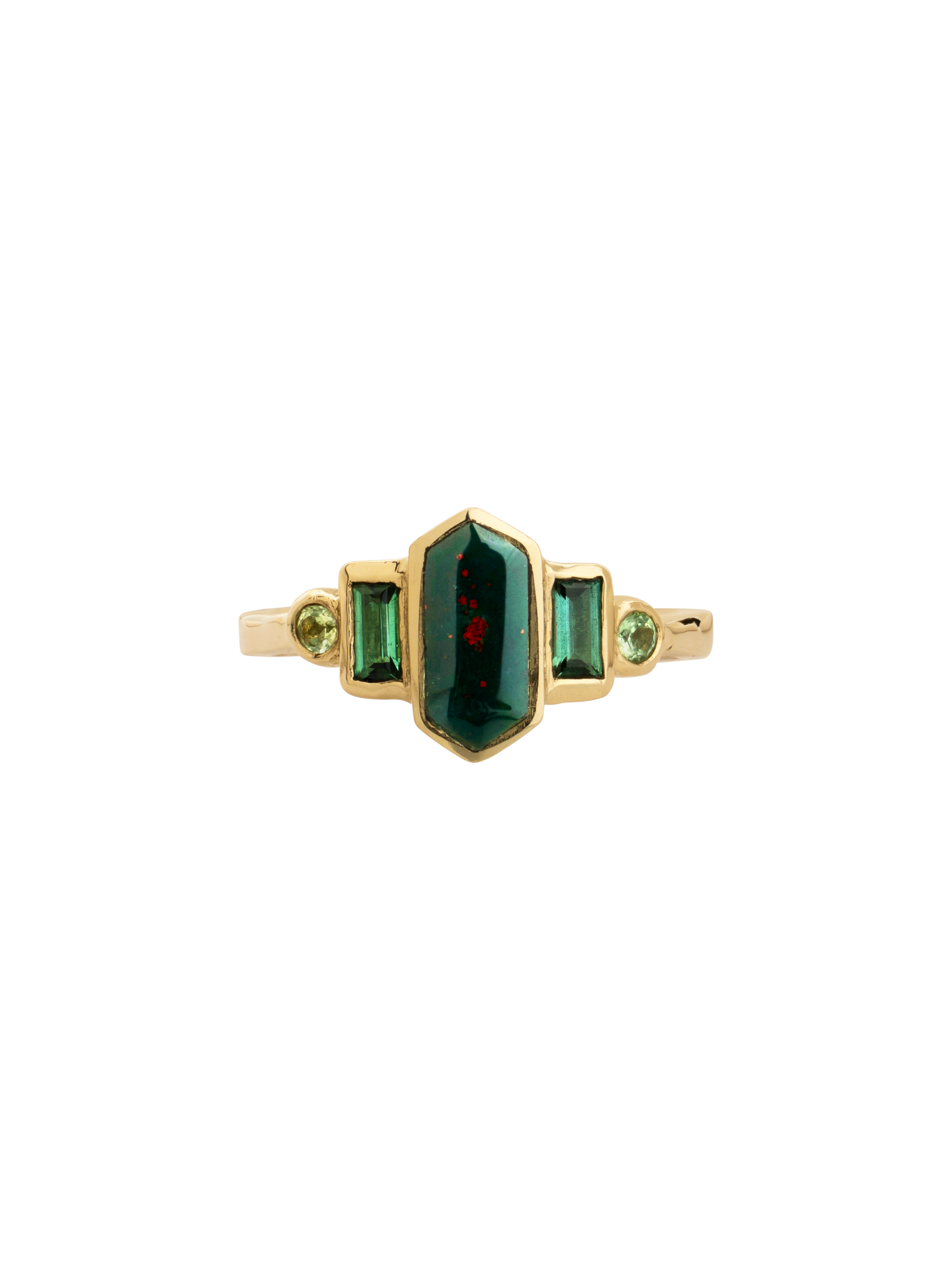 Bloodstone and tourmaline ring