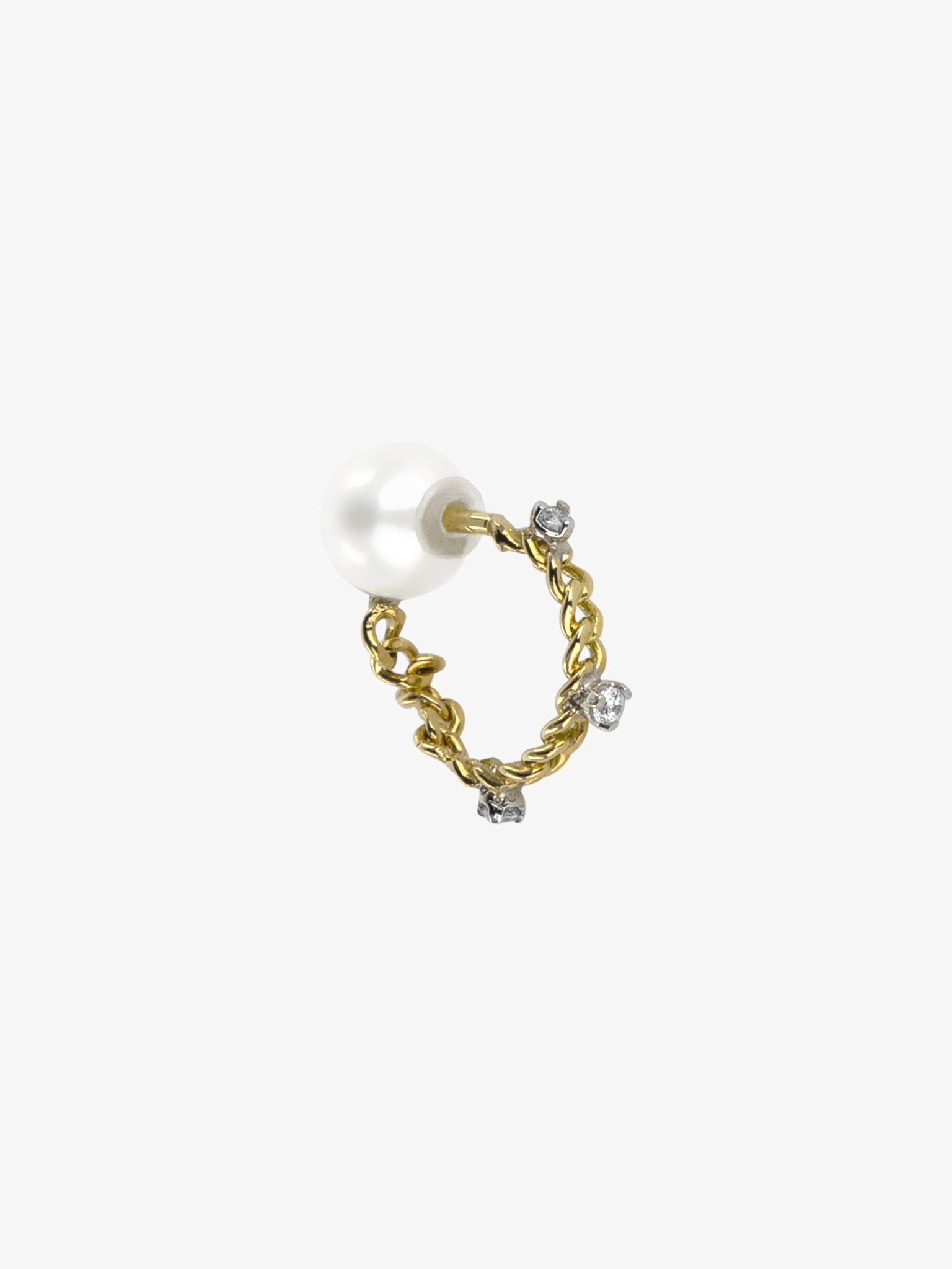 Pearl and multiple diamond chain earring