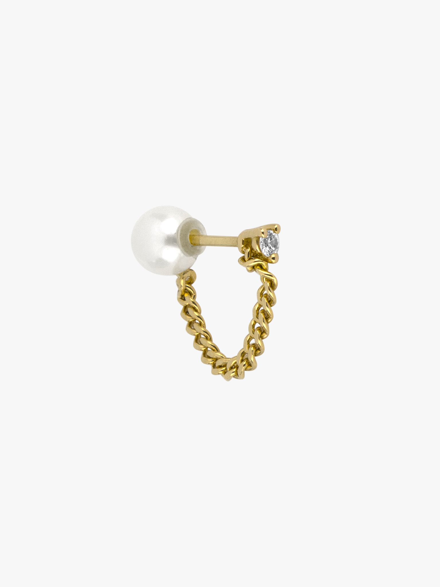 Pearl and single diamond chain earring