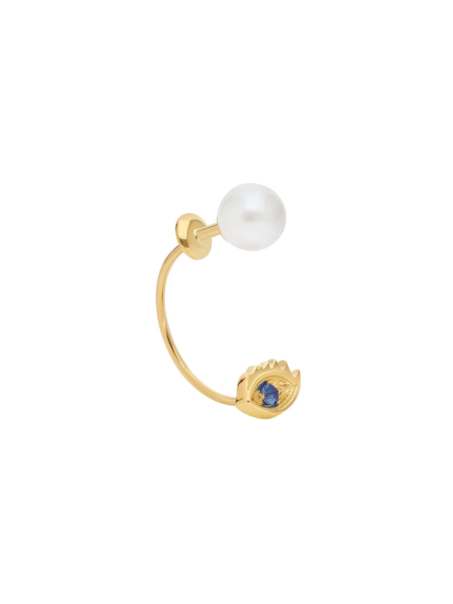 Micro eye piercing earring with sapphire