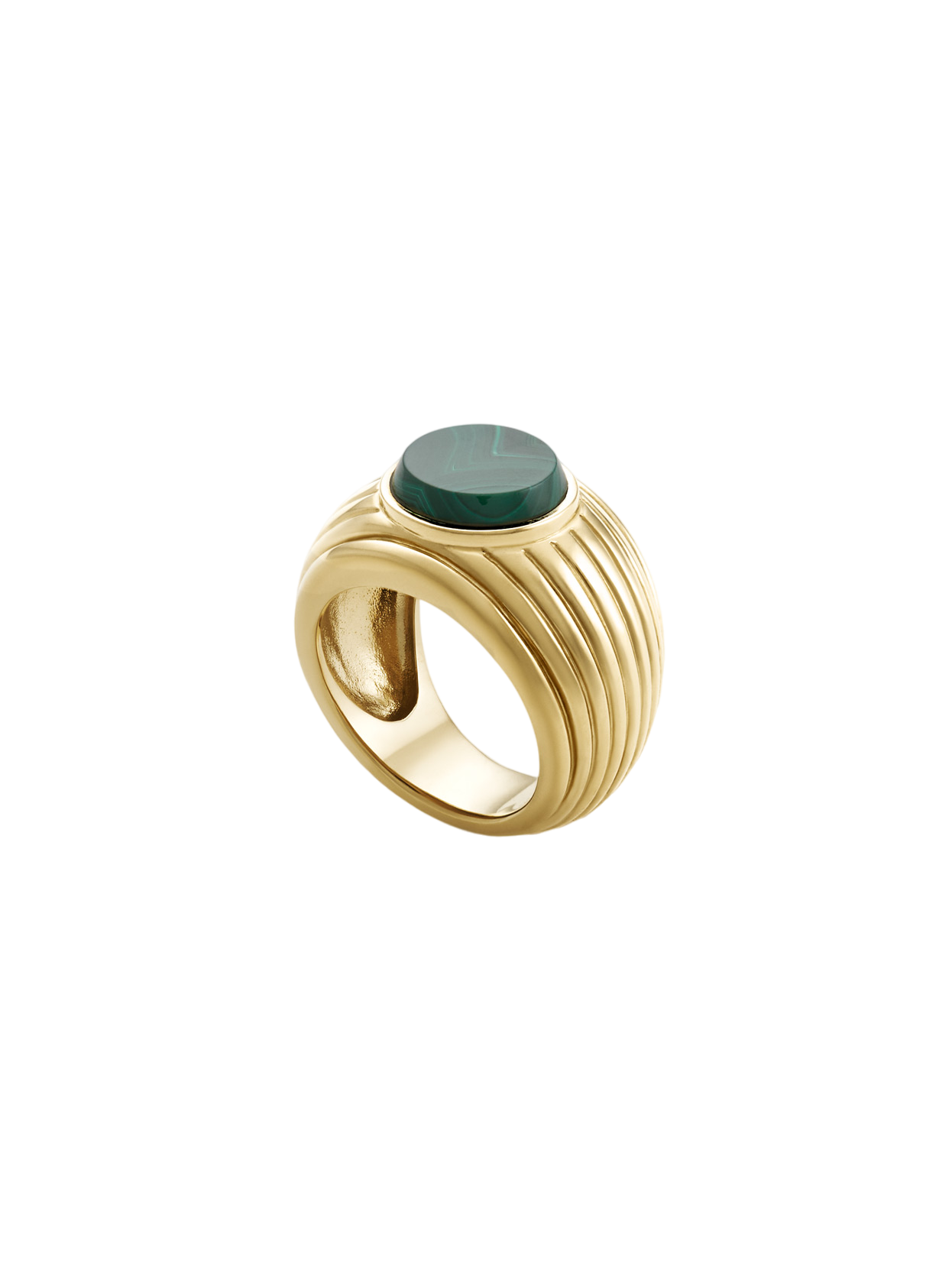 Wave motion ring - malachite & gold vermeil