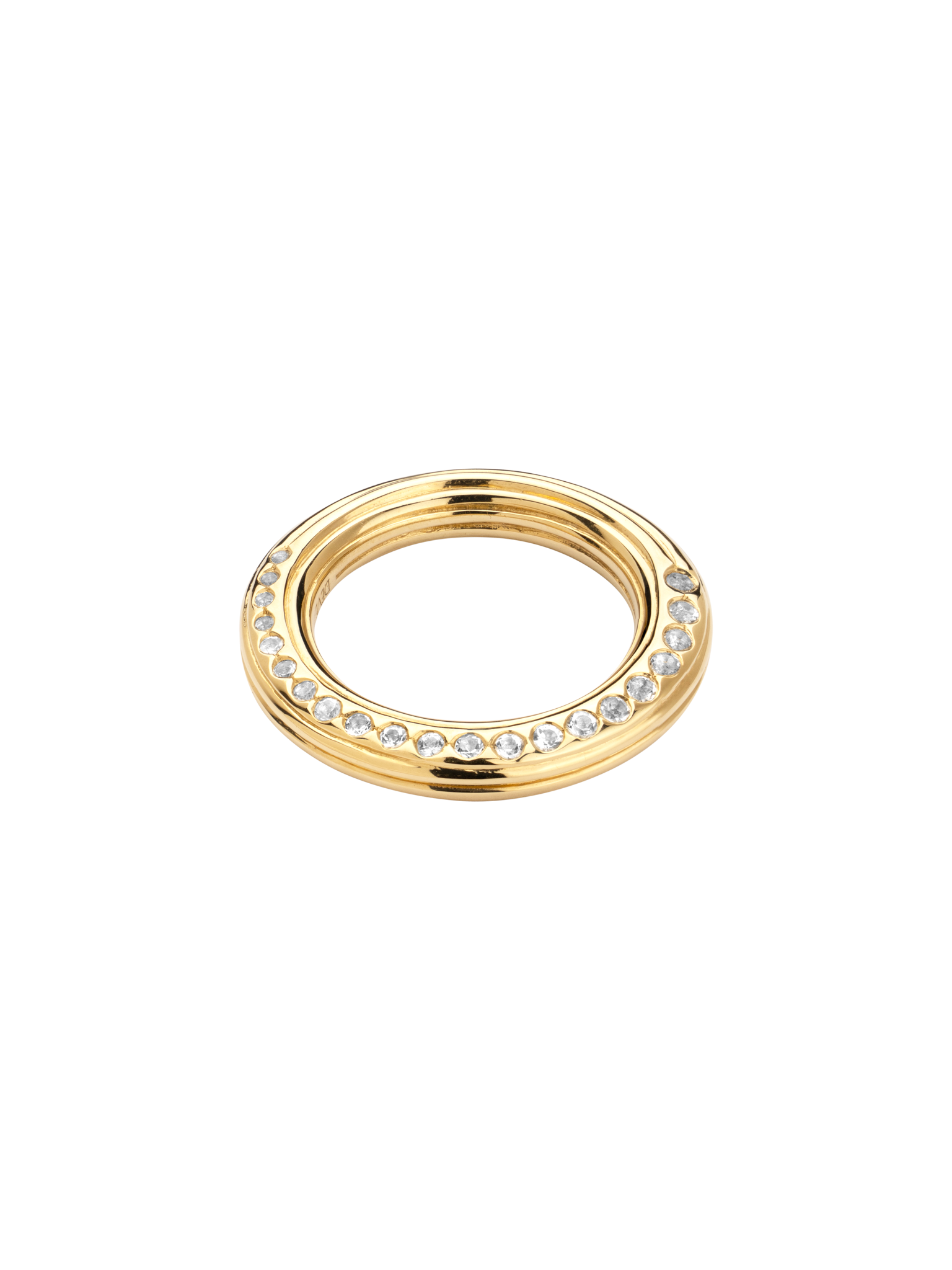 Ondulations pavé ring - gold vermeil