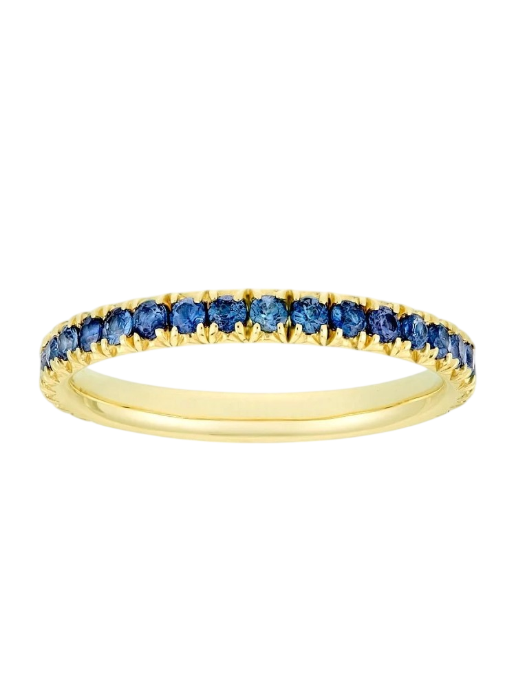 Minnow three quarter medium blue sapphire eternity ring