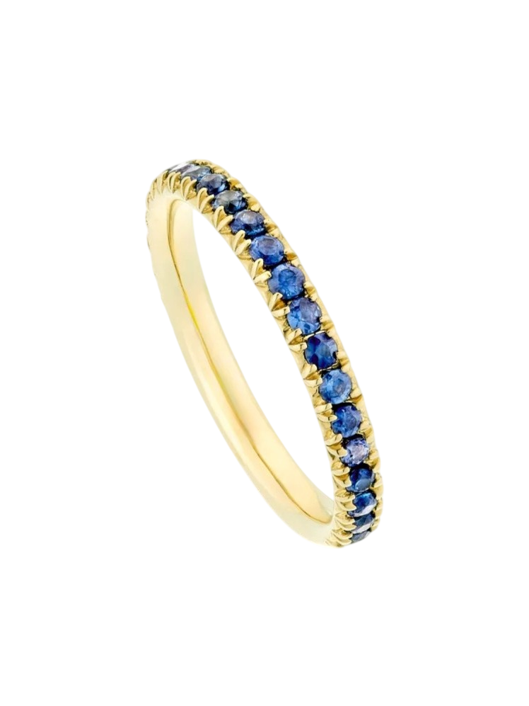 Minnow three quarter medium blue sapphire eternity ring