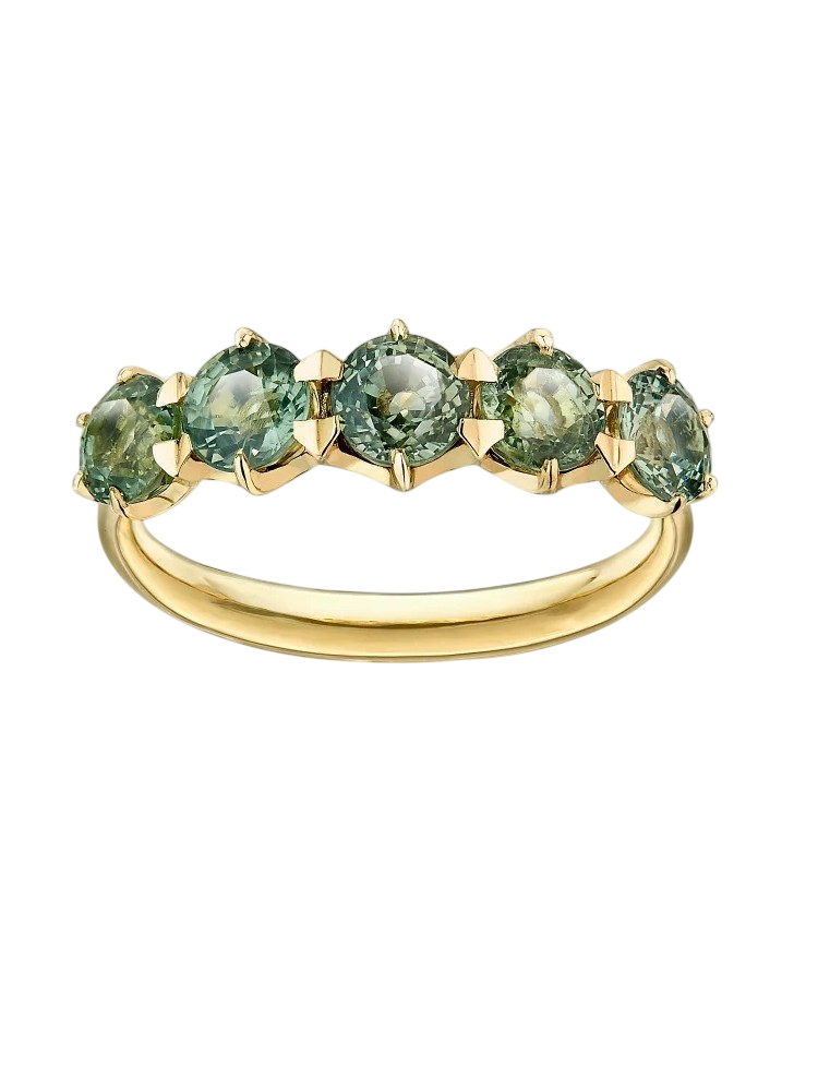Elyhara green sapphire five stone ring