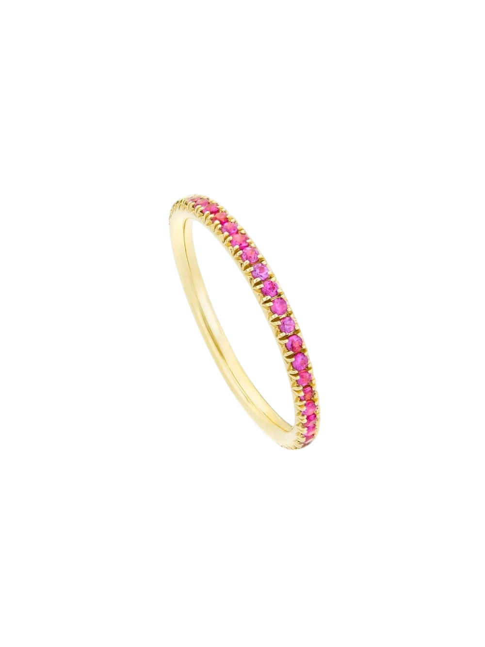 Minnow rubellite tourmaline 3/4 eternity ring