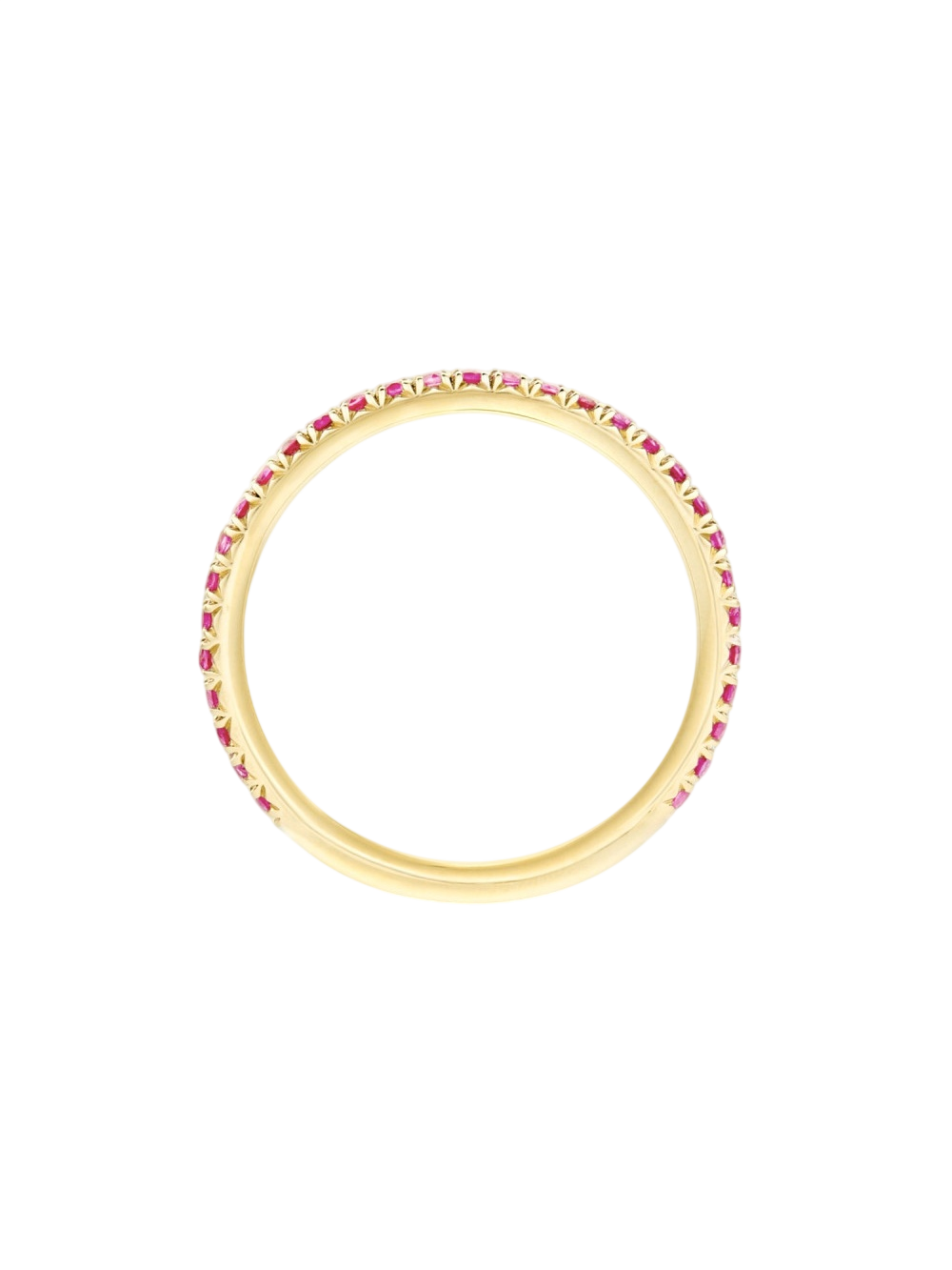 Minnow rubellite tourmaline 3/4 eternity ring