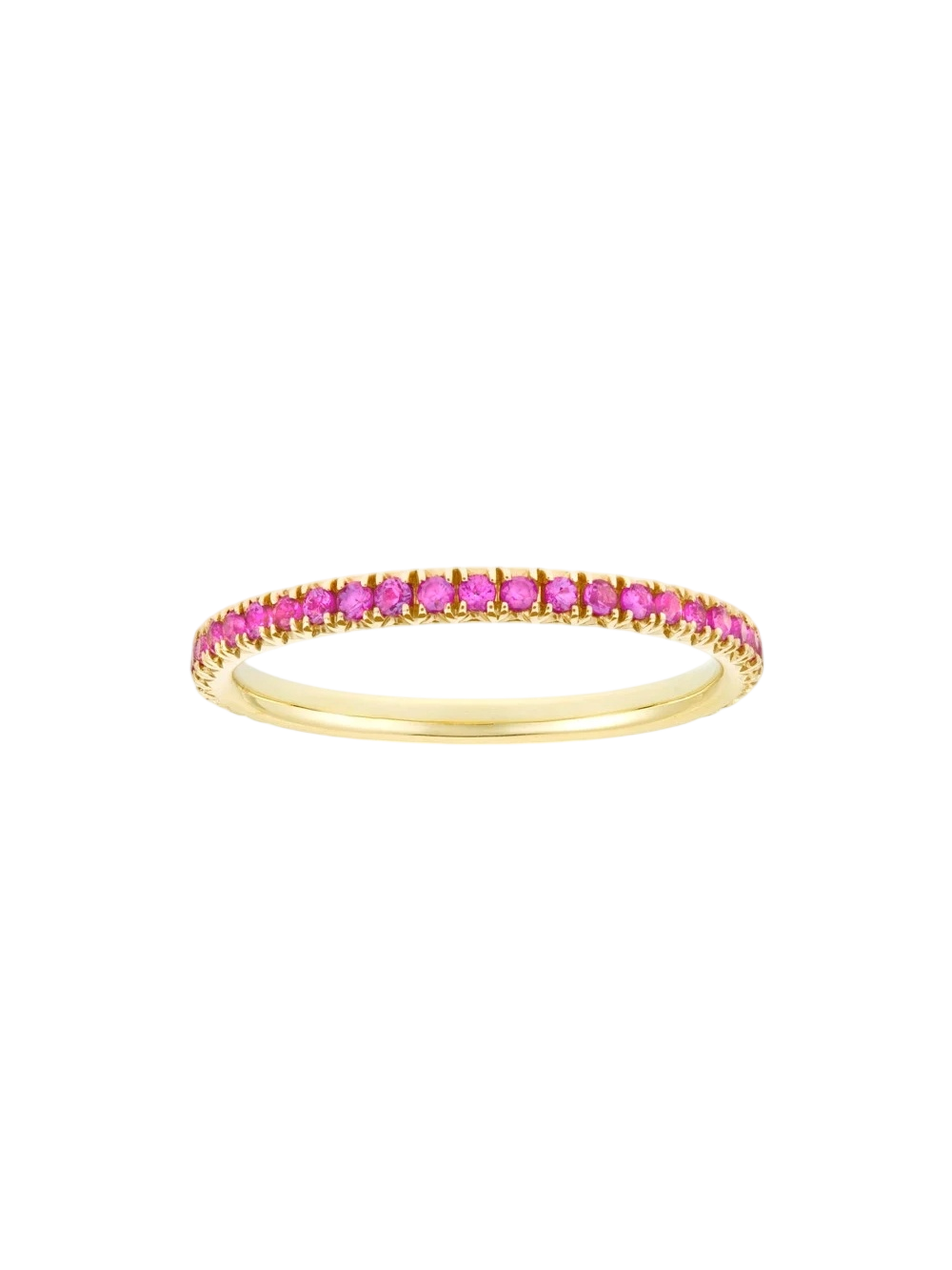 Minnow rubellite tourmaline 3/4 eternity ring