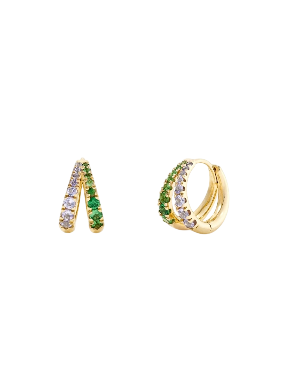 Signature duo tanzanite & tsavorite huggie hoops