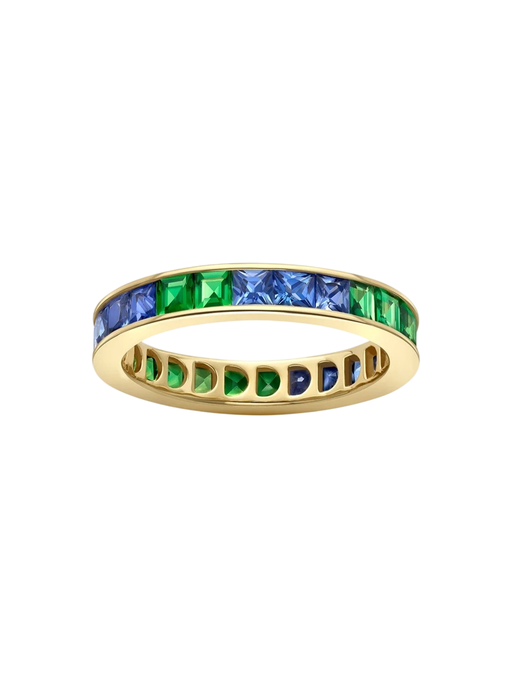 Brightside Tsavorite & Blue Sapphire Eternity Ring