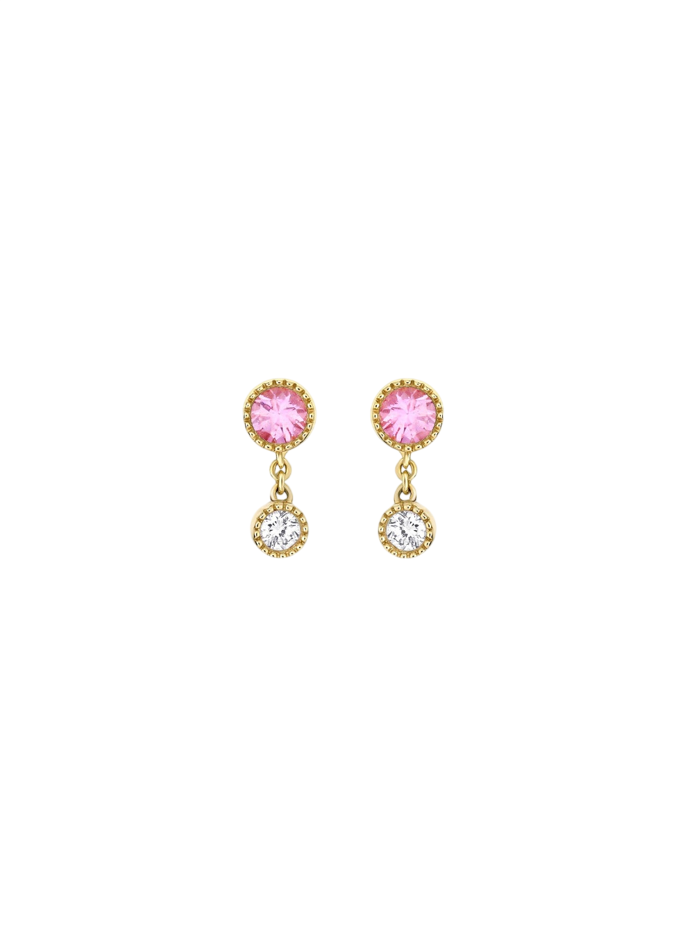 Duo drop pink tourmaline & lab-created diamond stud earrings