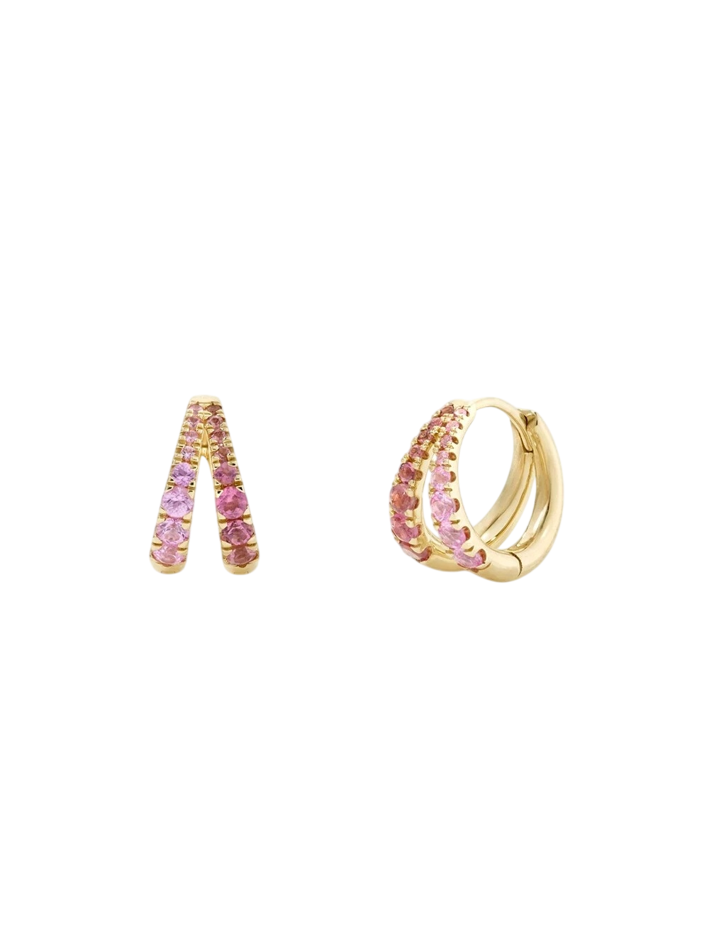 Signature duo rubellite & pink sapphire huggie hoops