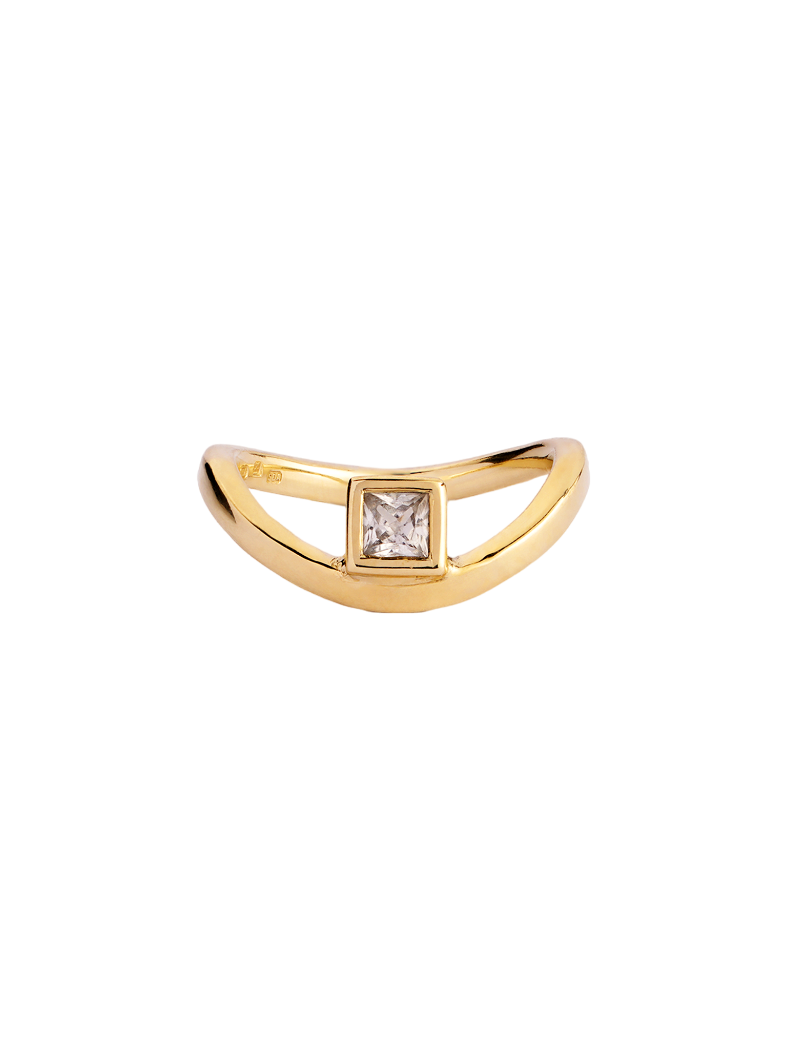 Metanoia ring with white sapphire