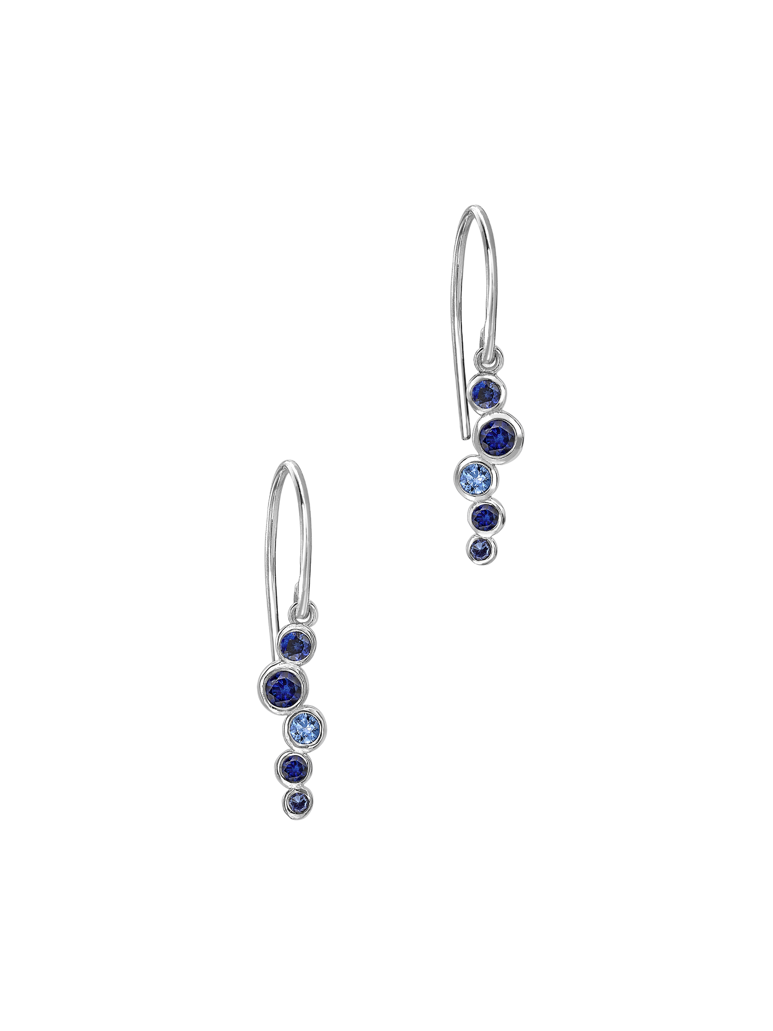 18k Blue Sapphire & aquamarine fine cascade earrings