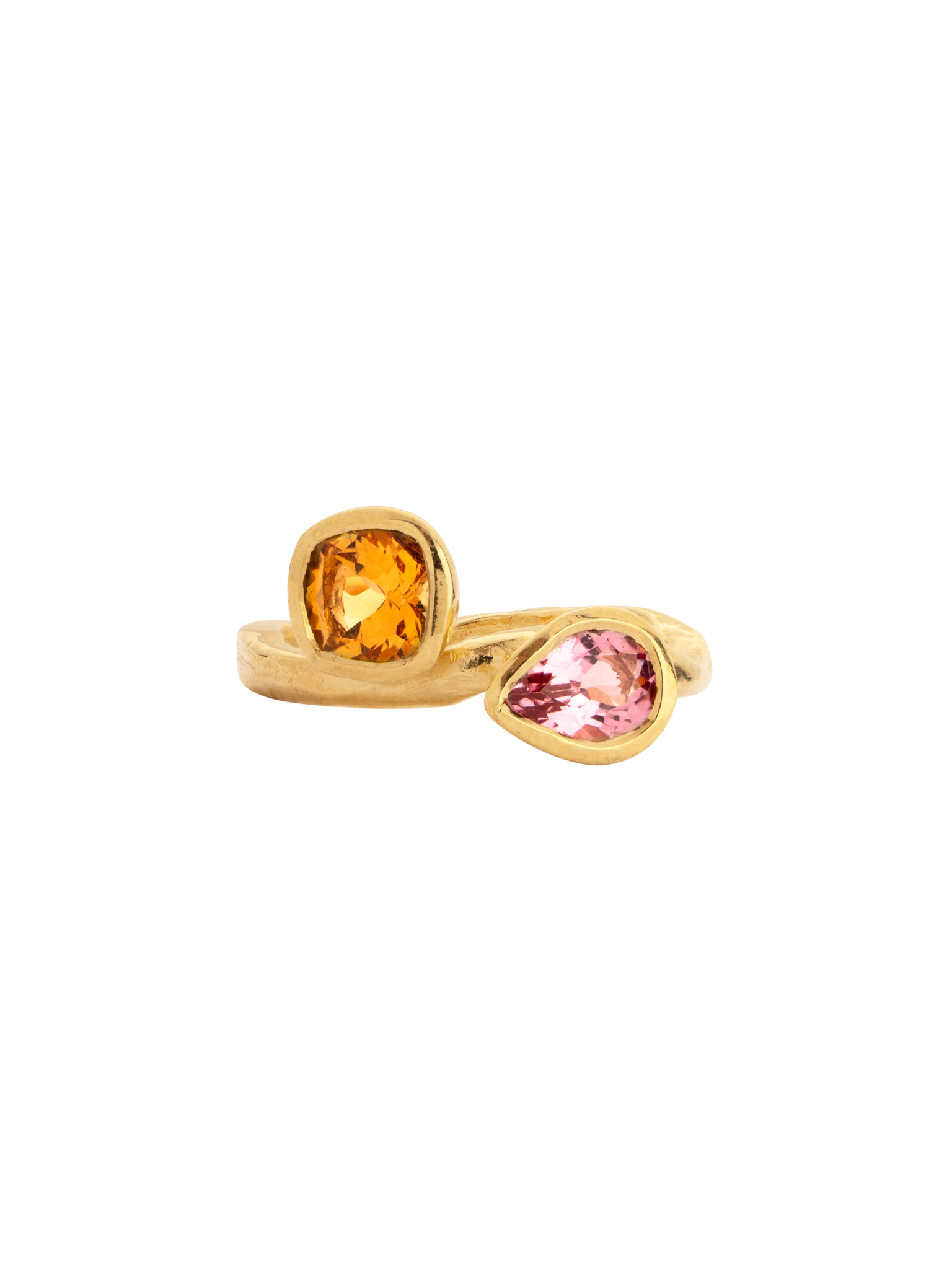 9K Wandering citrine and tourmaline ring