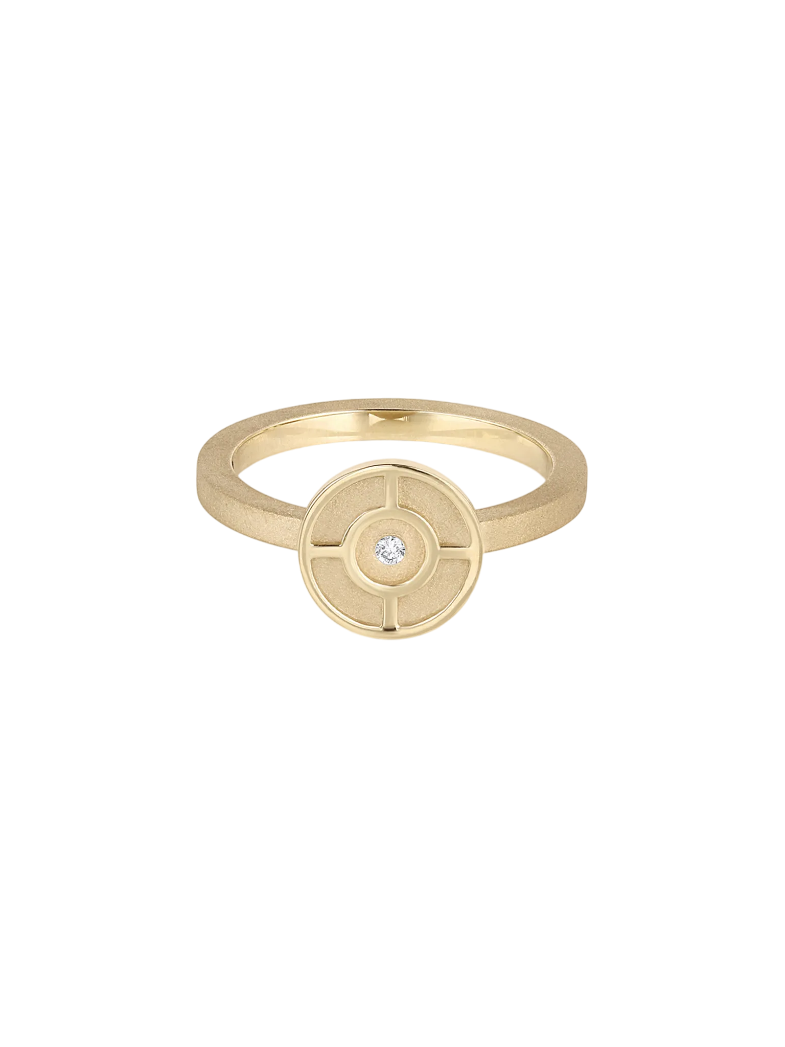 Compass ring with white diamond