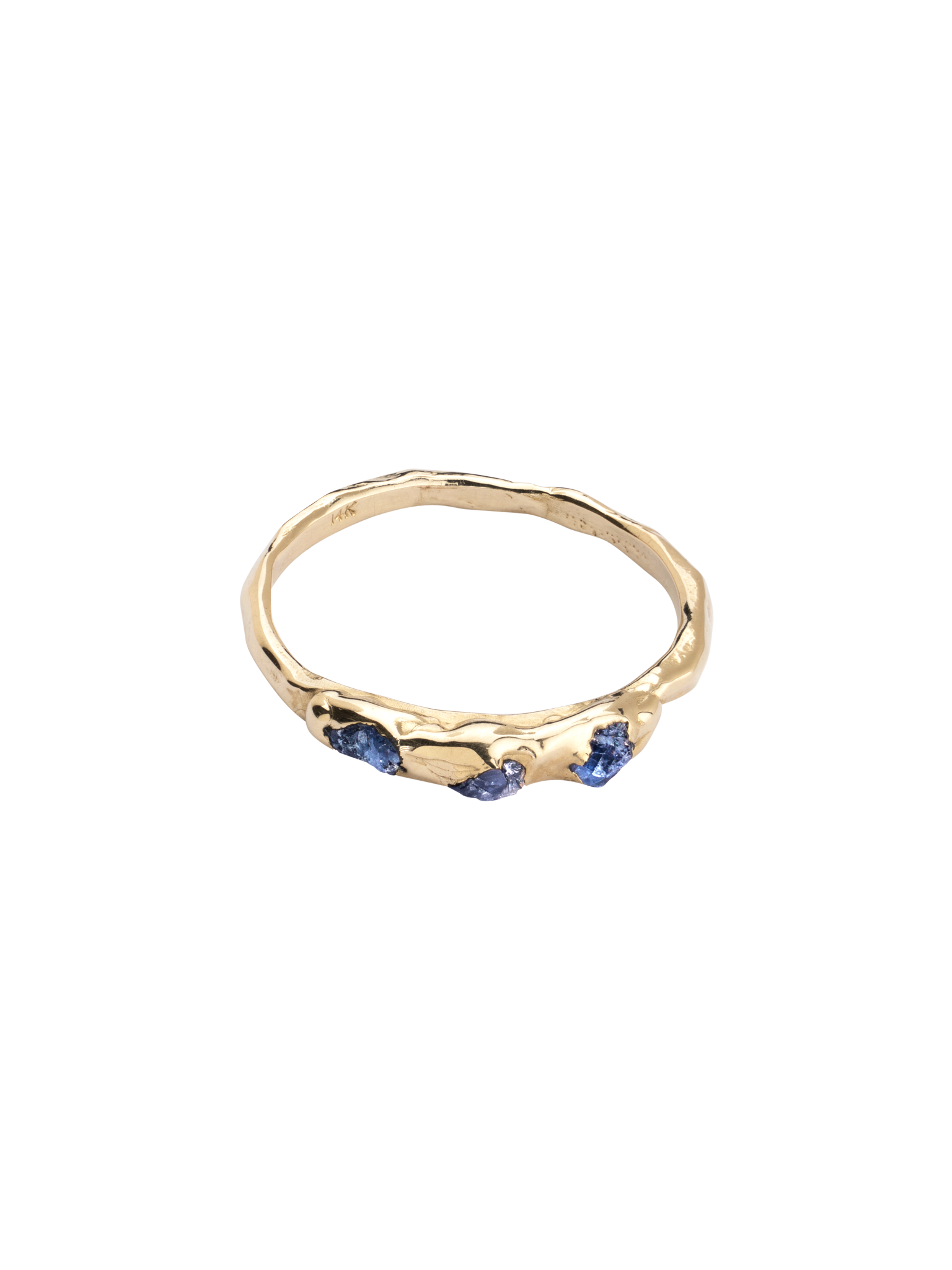 Mini cobblestone blue sapphire ring