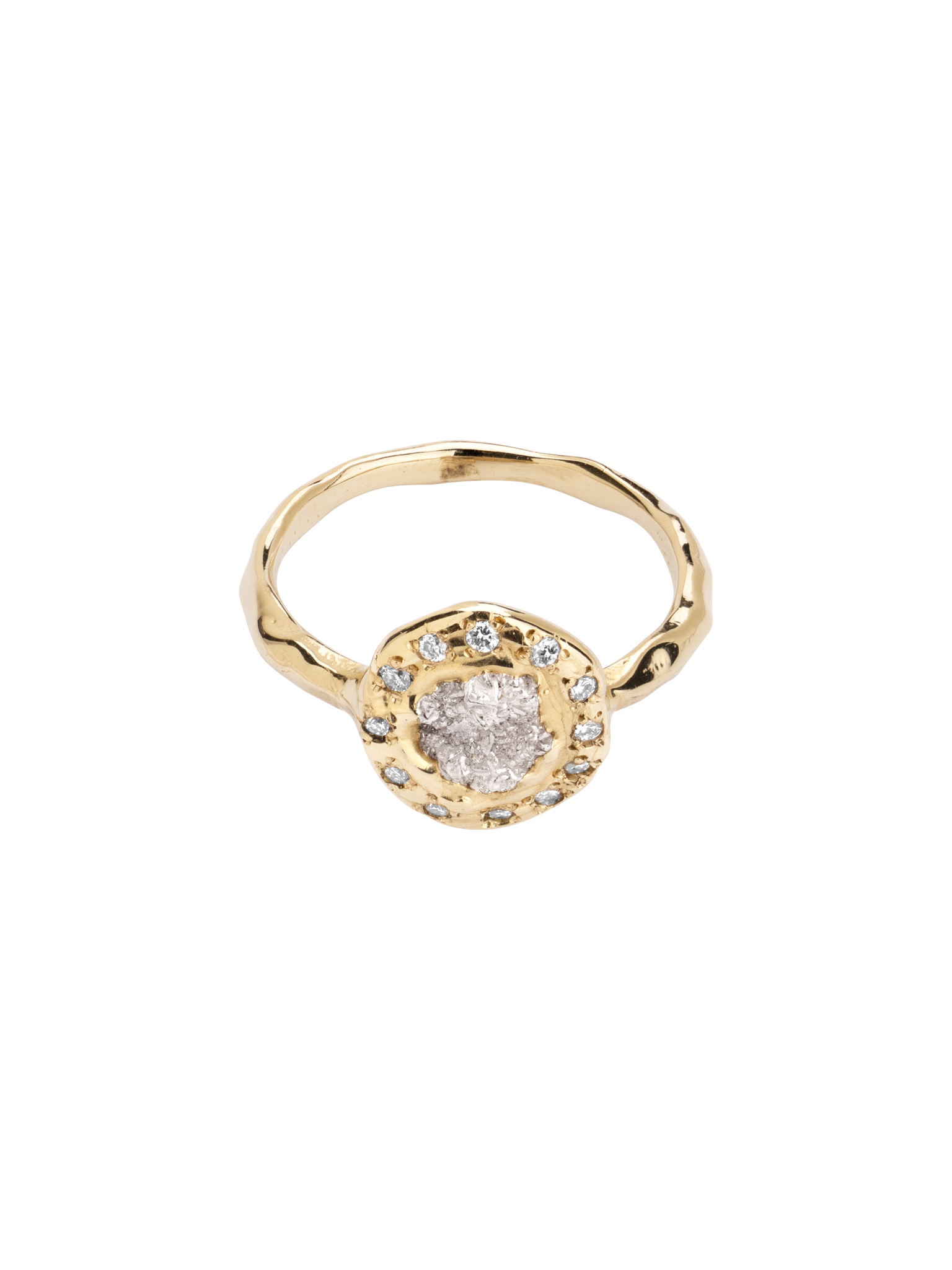 Rough diamond halo ring