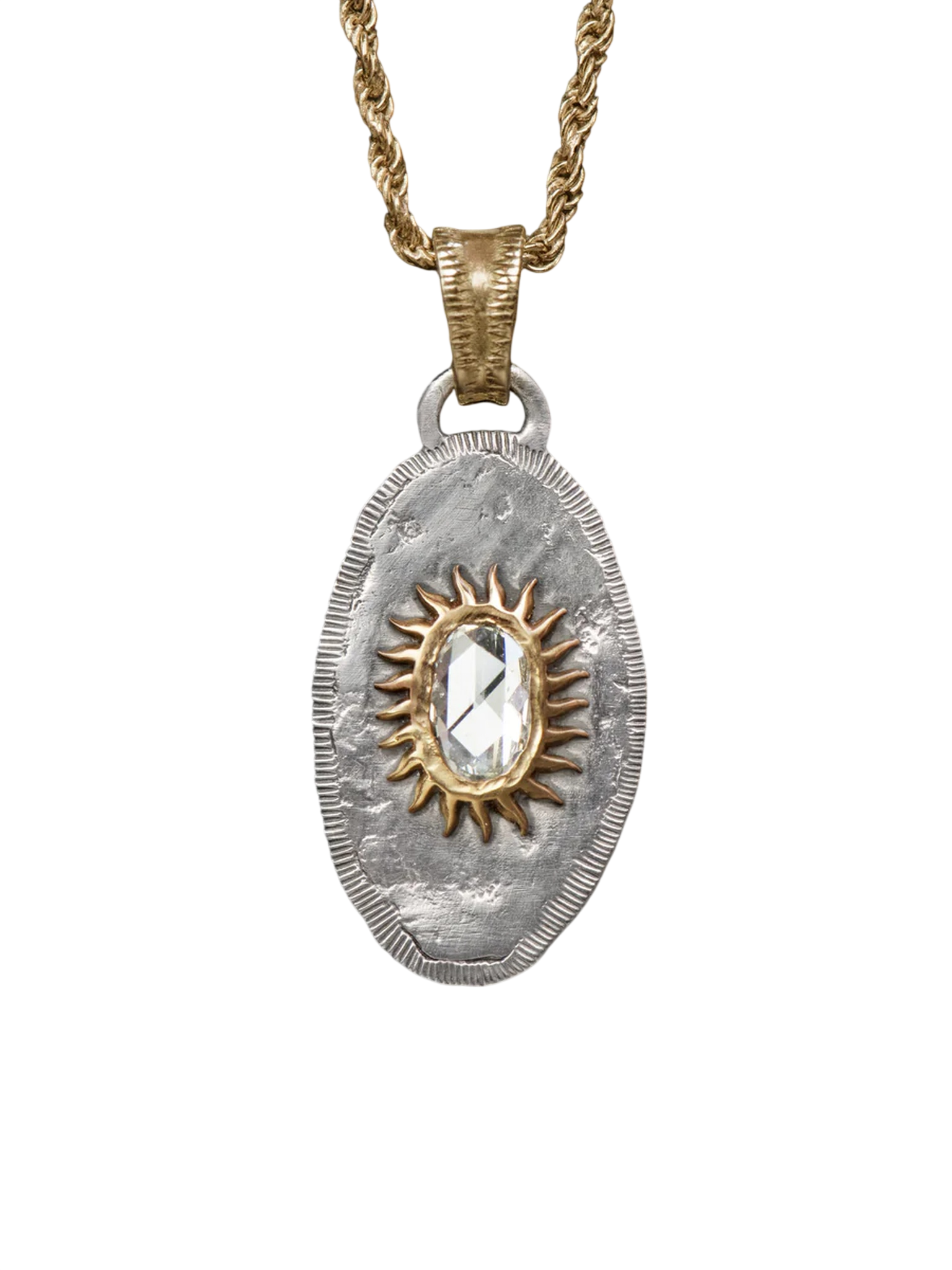 Solis Lux oval small diamond rosecut sun pendant
