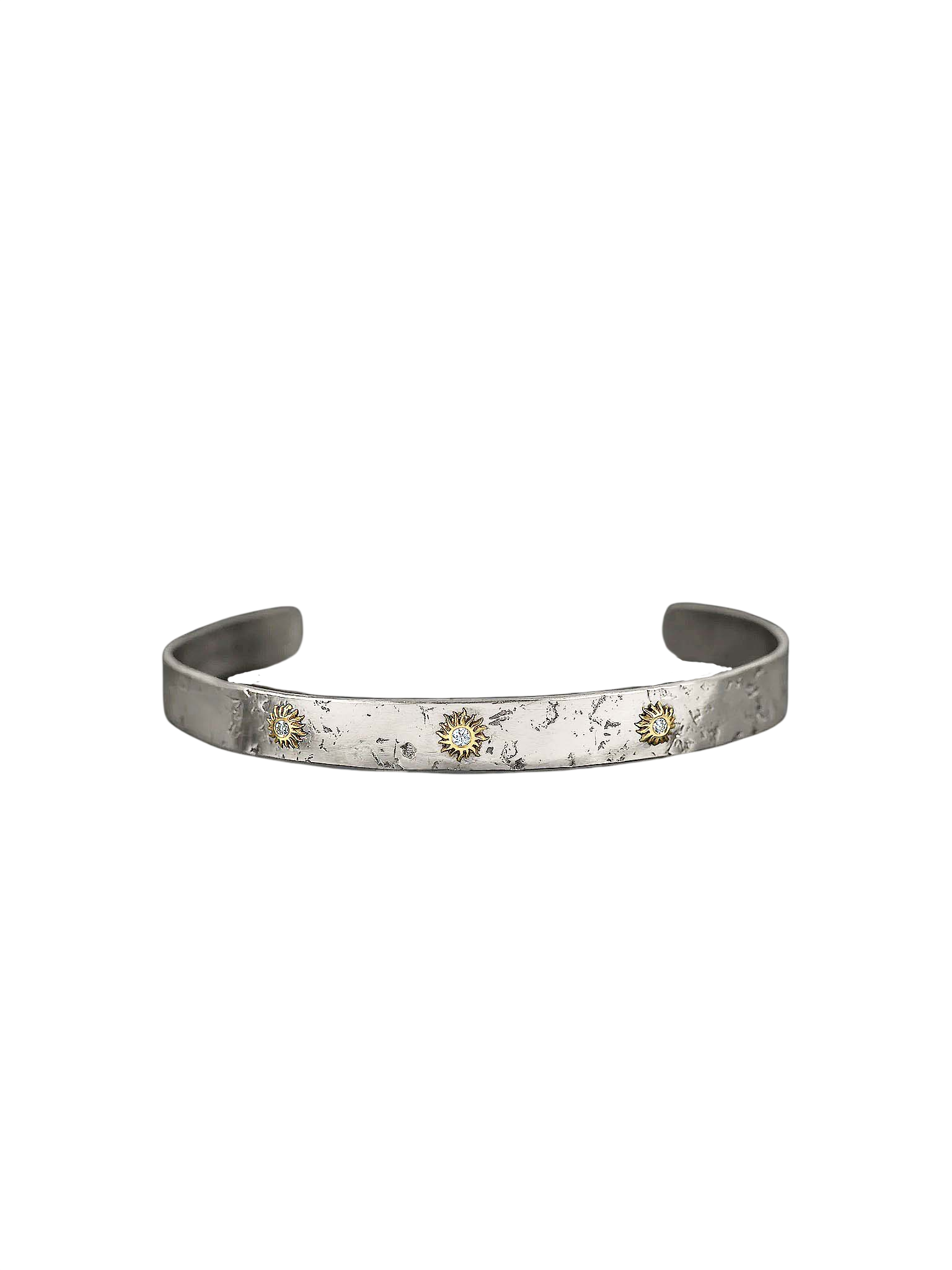 Solis Lux sun bracelet with diamonds, sterling silver, and yellow gold