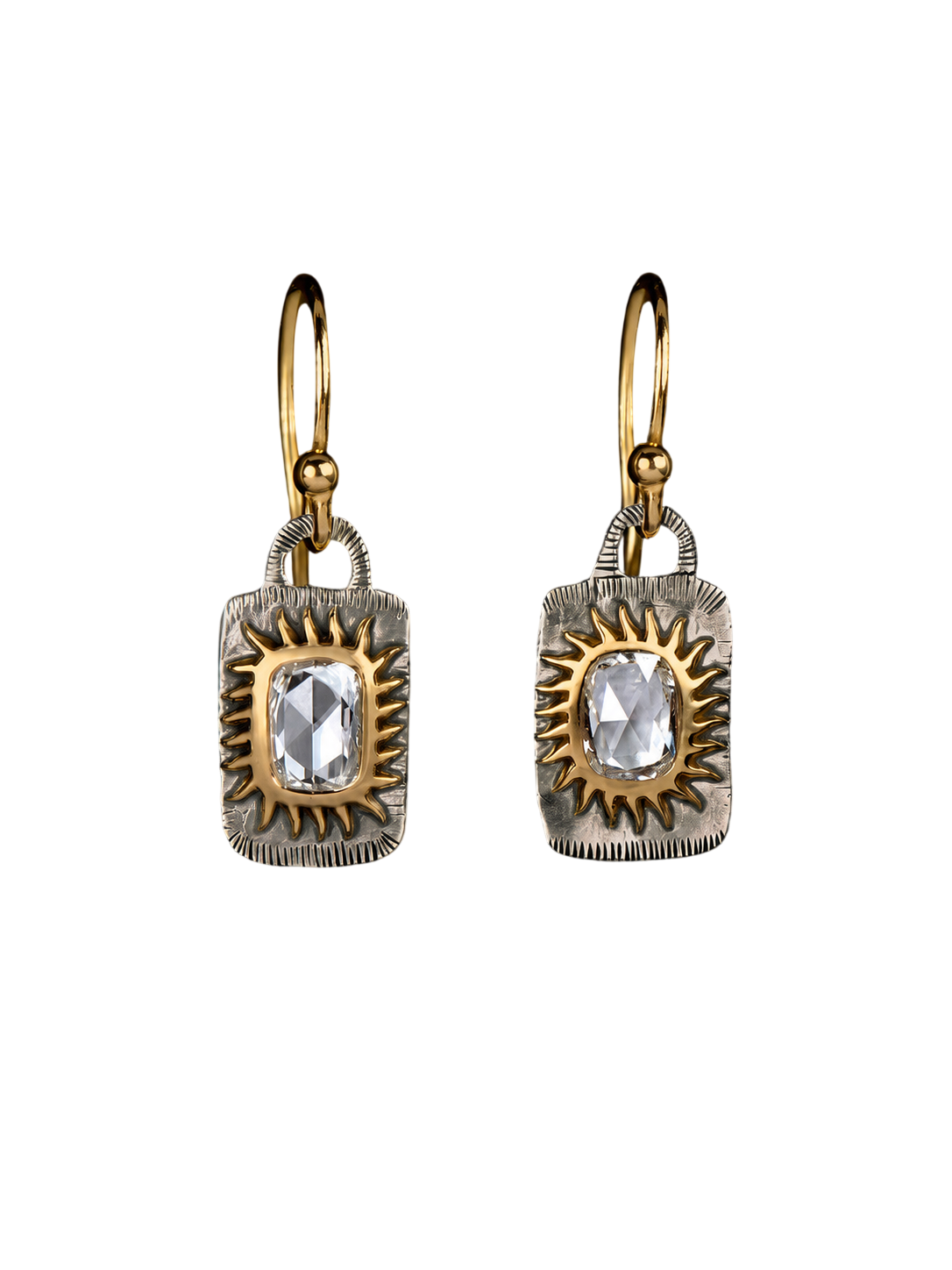 Solis Lux rectangle PM sun rosecut yellow gold and silver