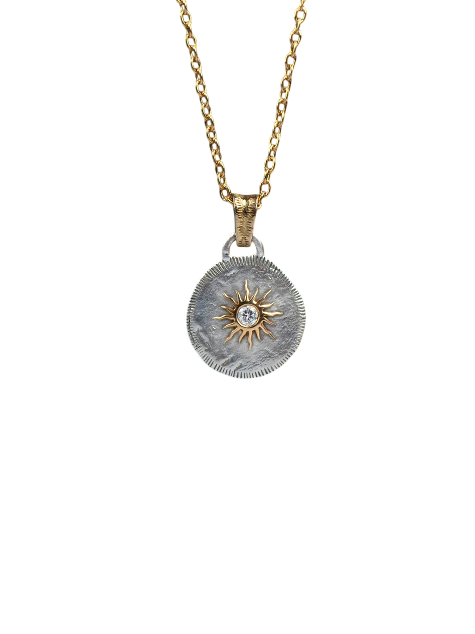 Solis Lux round pendant, small sun, white diamond