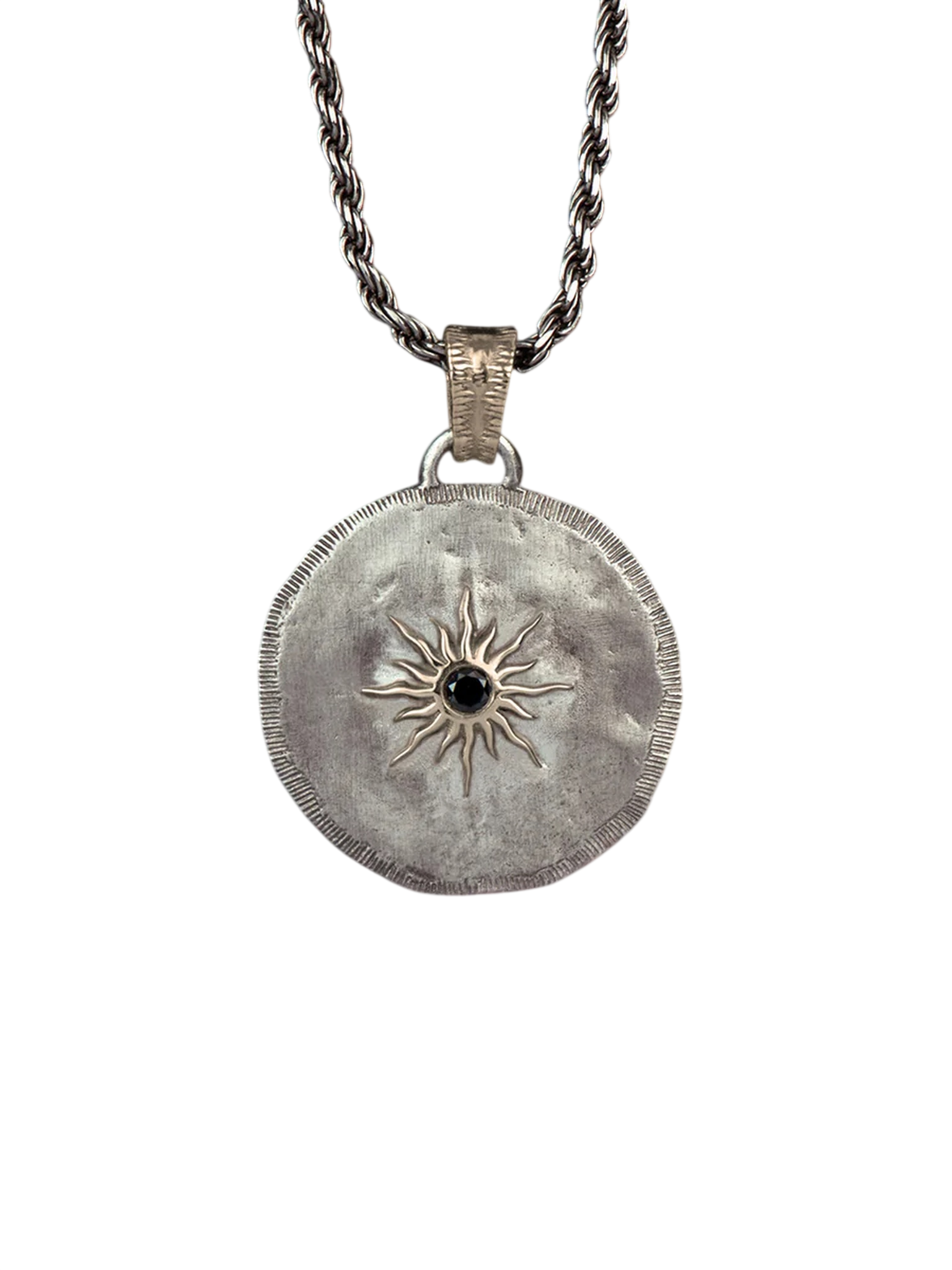Solis Lux round pendant, large sun, black diamond