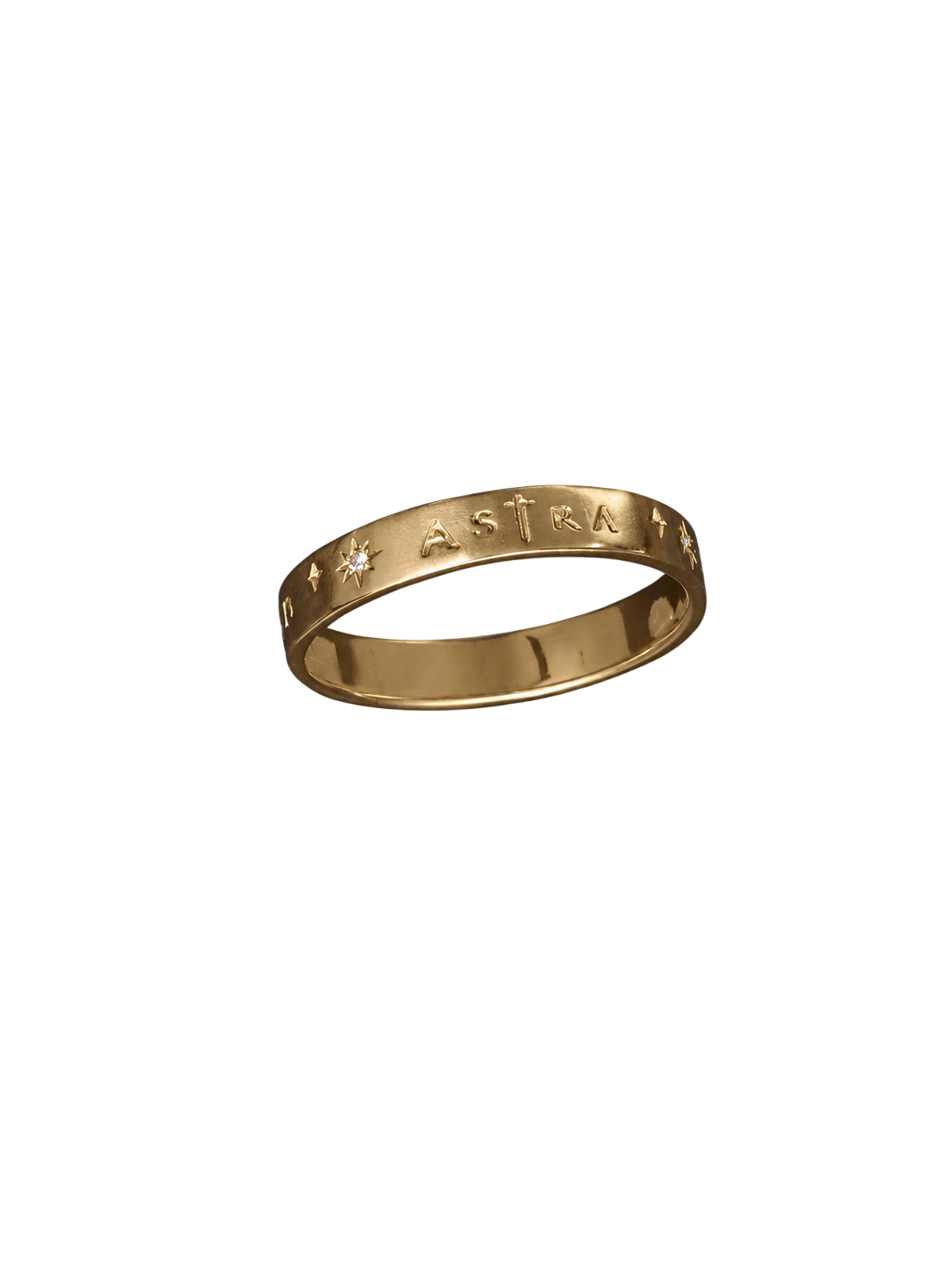 Ad Astra Motto Ring, diamonds, yellow gold