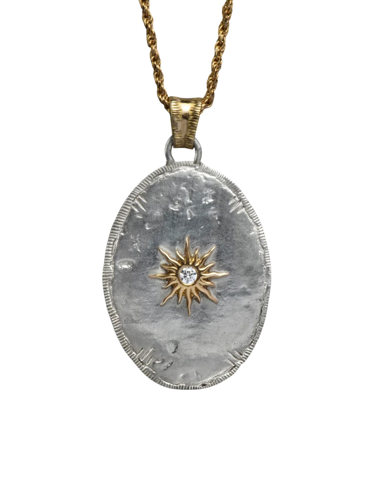 Solis Lux oval MM sun pendant with diamond