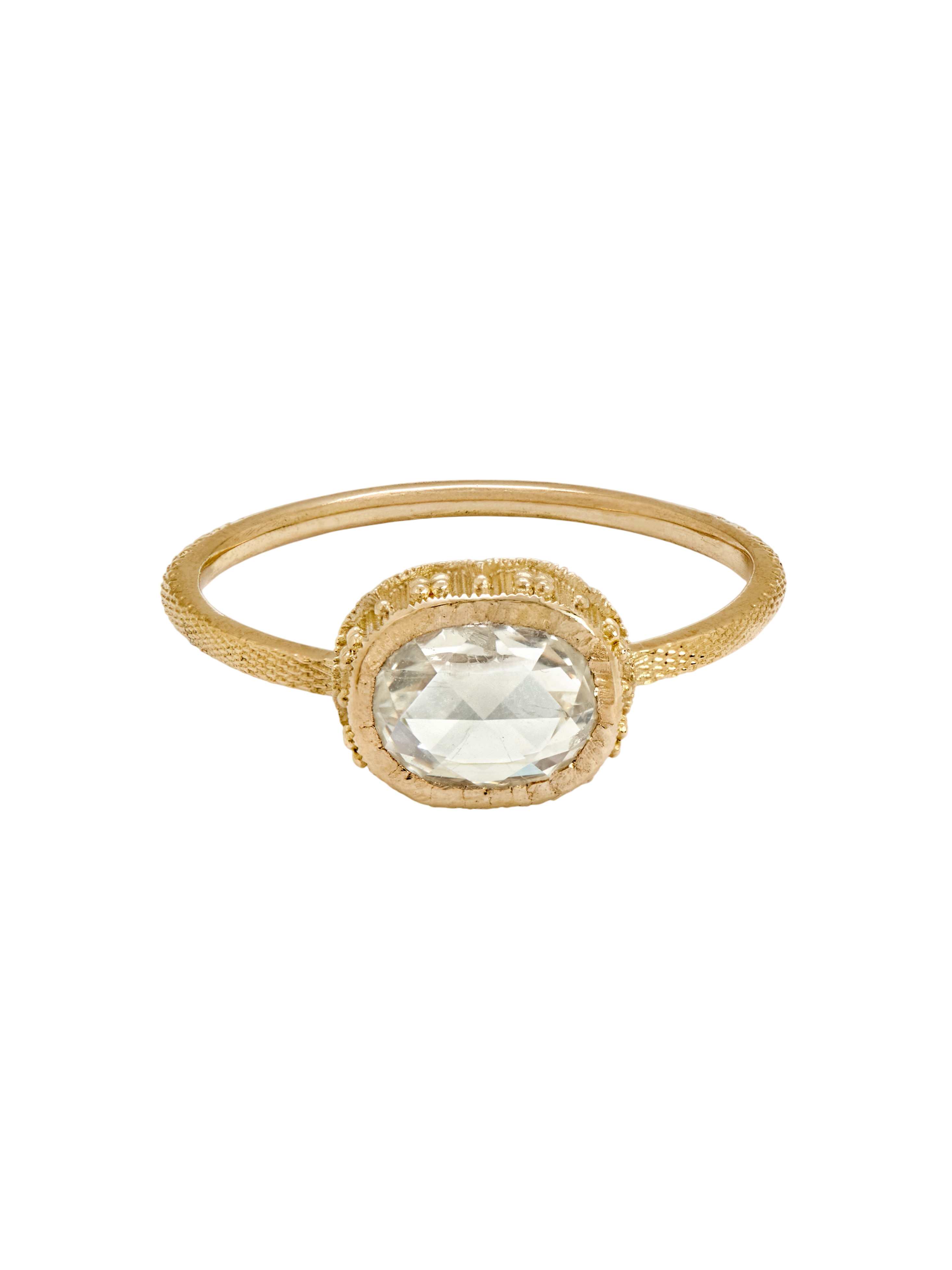 Syracuse Ring with a 1.09-carat cushion-cut rose-cut diamond, yellow gold