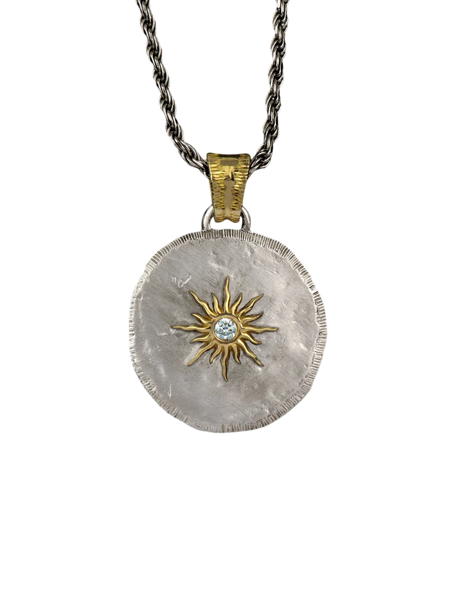 Solis Lux large round sun pendant with diamond